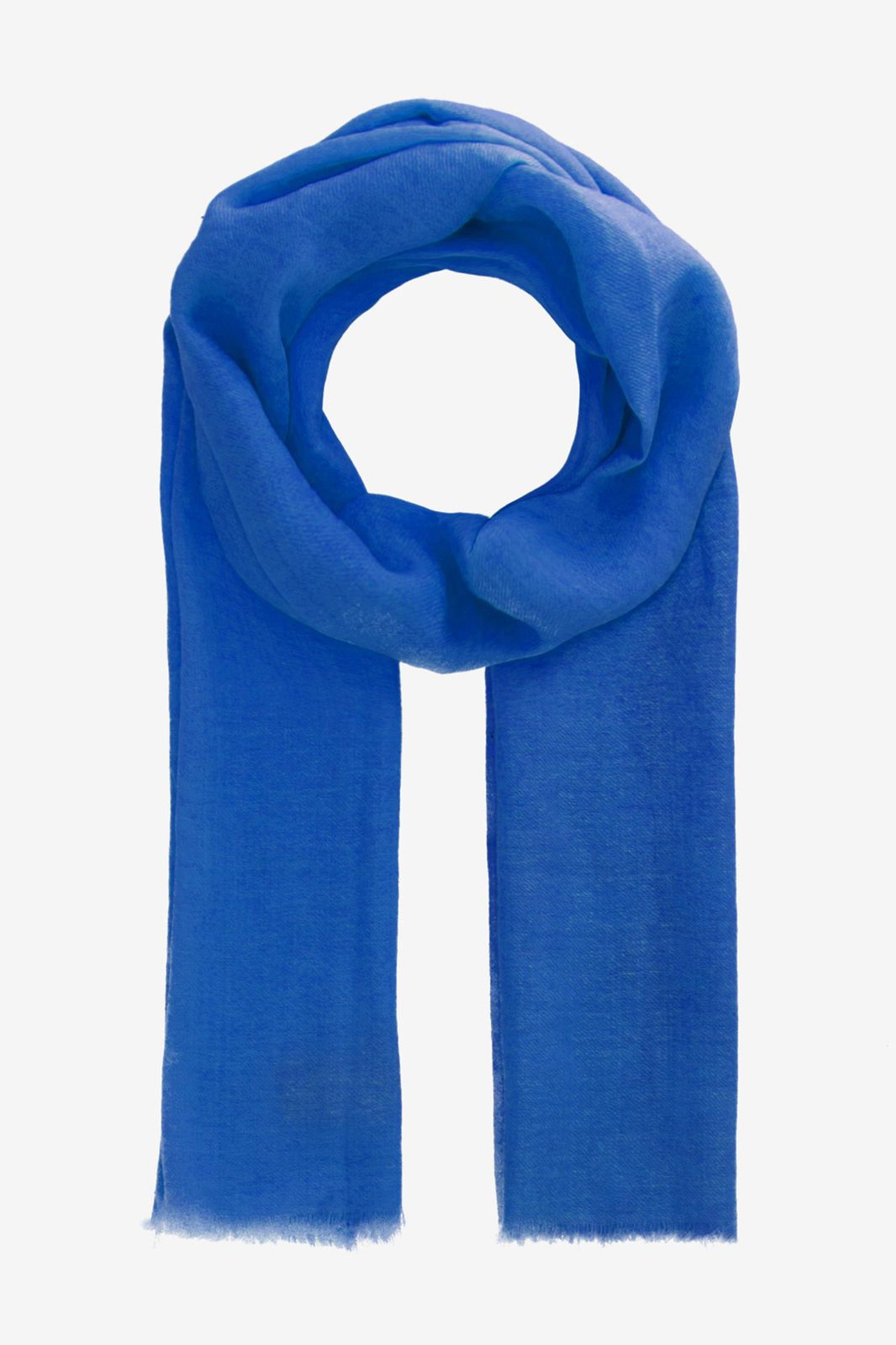 Blauwe sjaal van wol zijde mix - |
