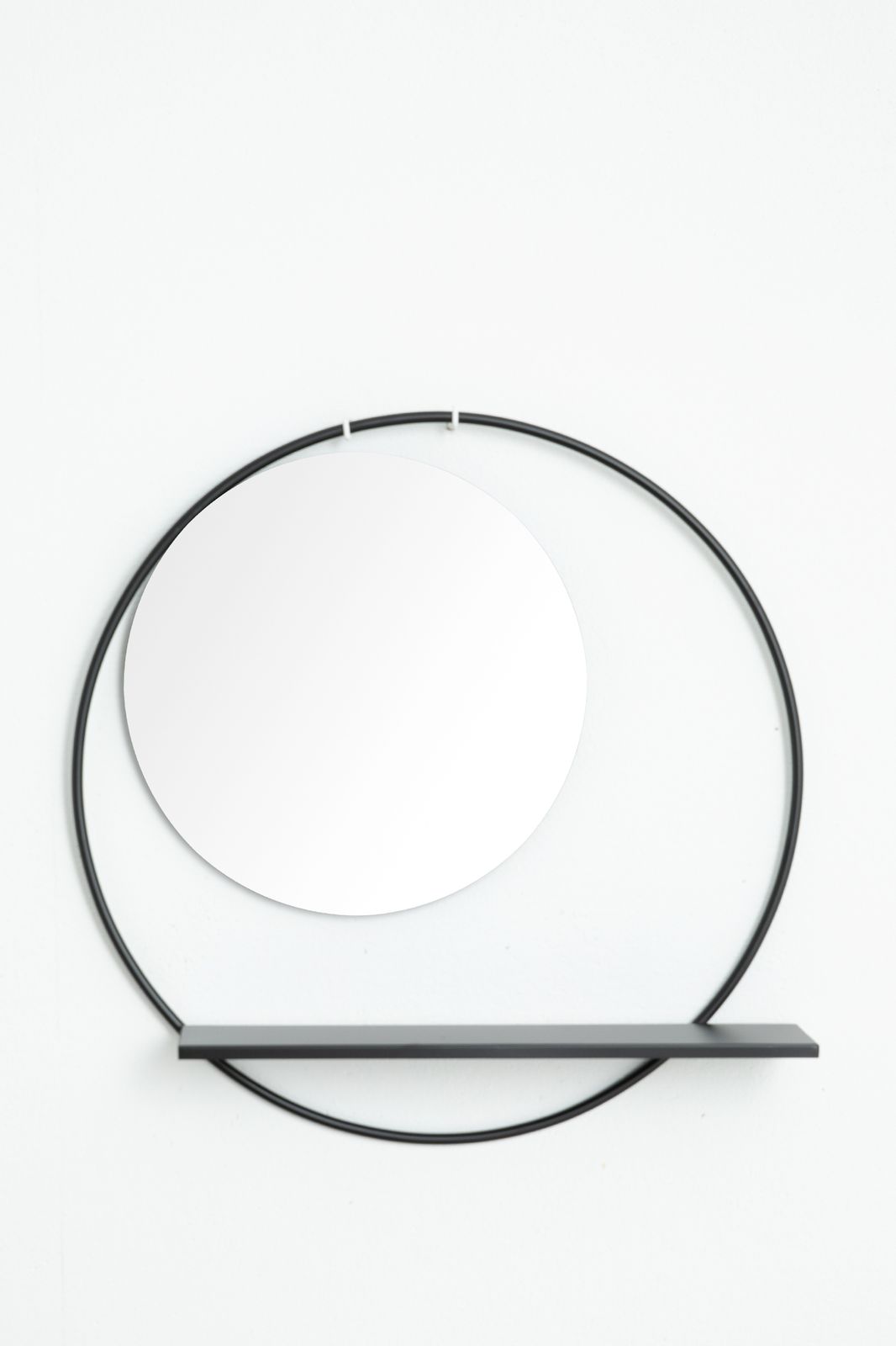 Zwarte ronde spiegel met plankje - | Sissy-Boy