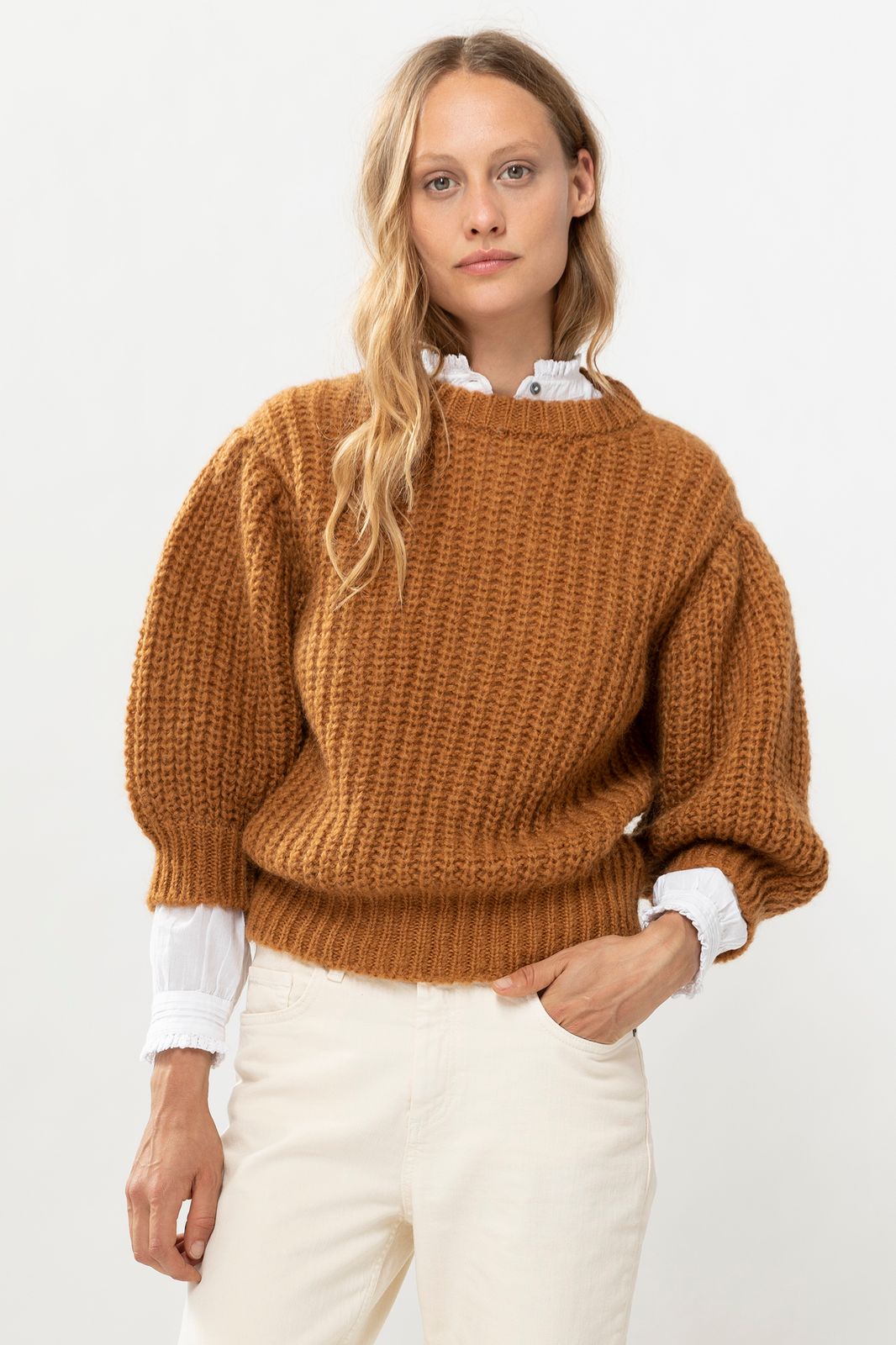 gek Ingang Vete Bruine knit sweater met pofmouwen - Dames | Sissy-Boy