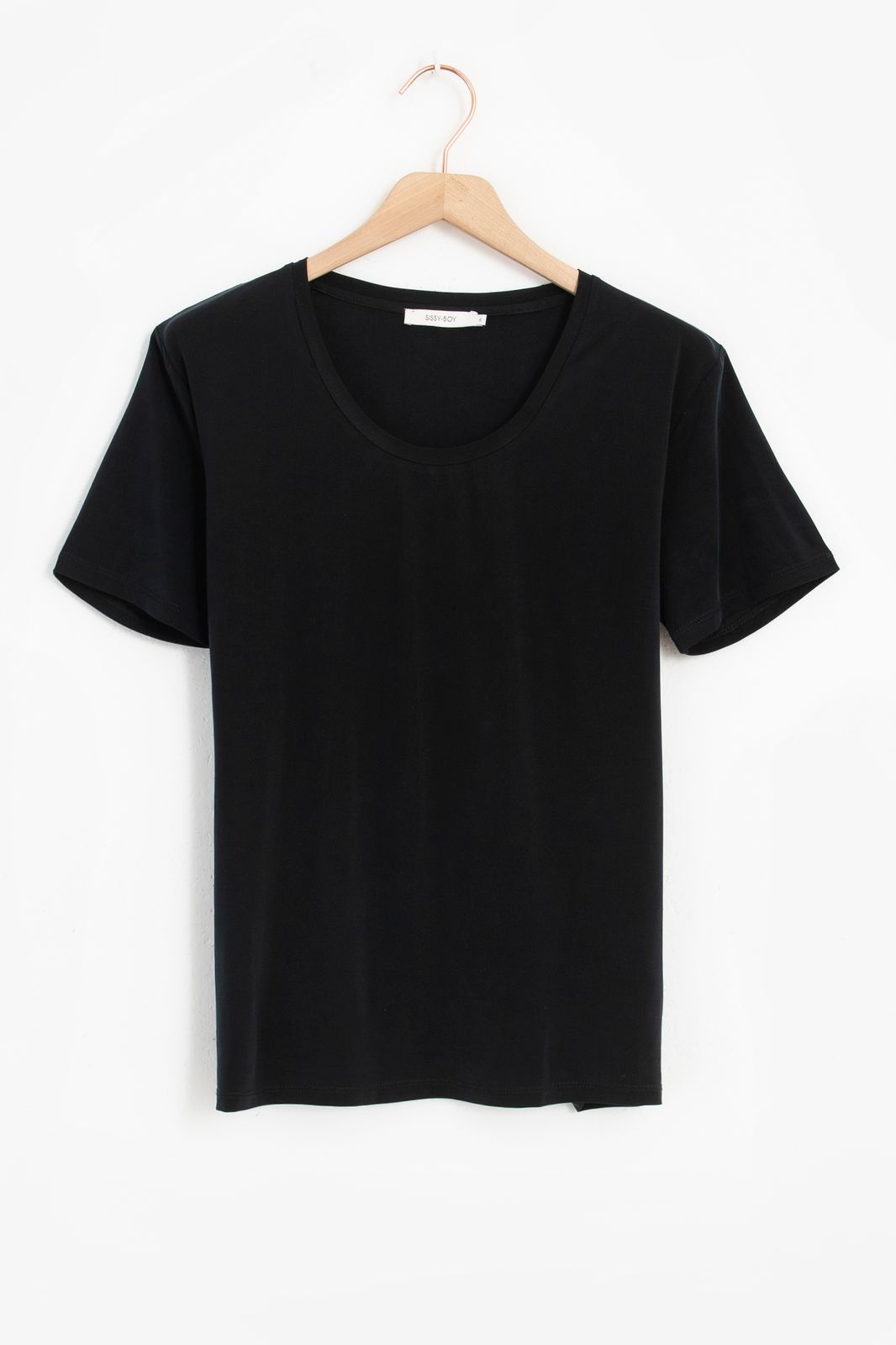 Huisje Van hen opslaan Zwart cupro T-shirt - Dames | Sissy-Boy