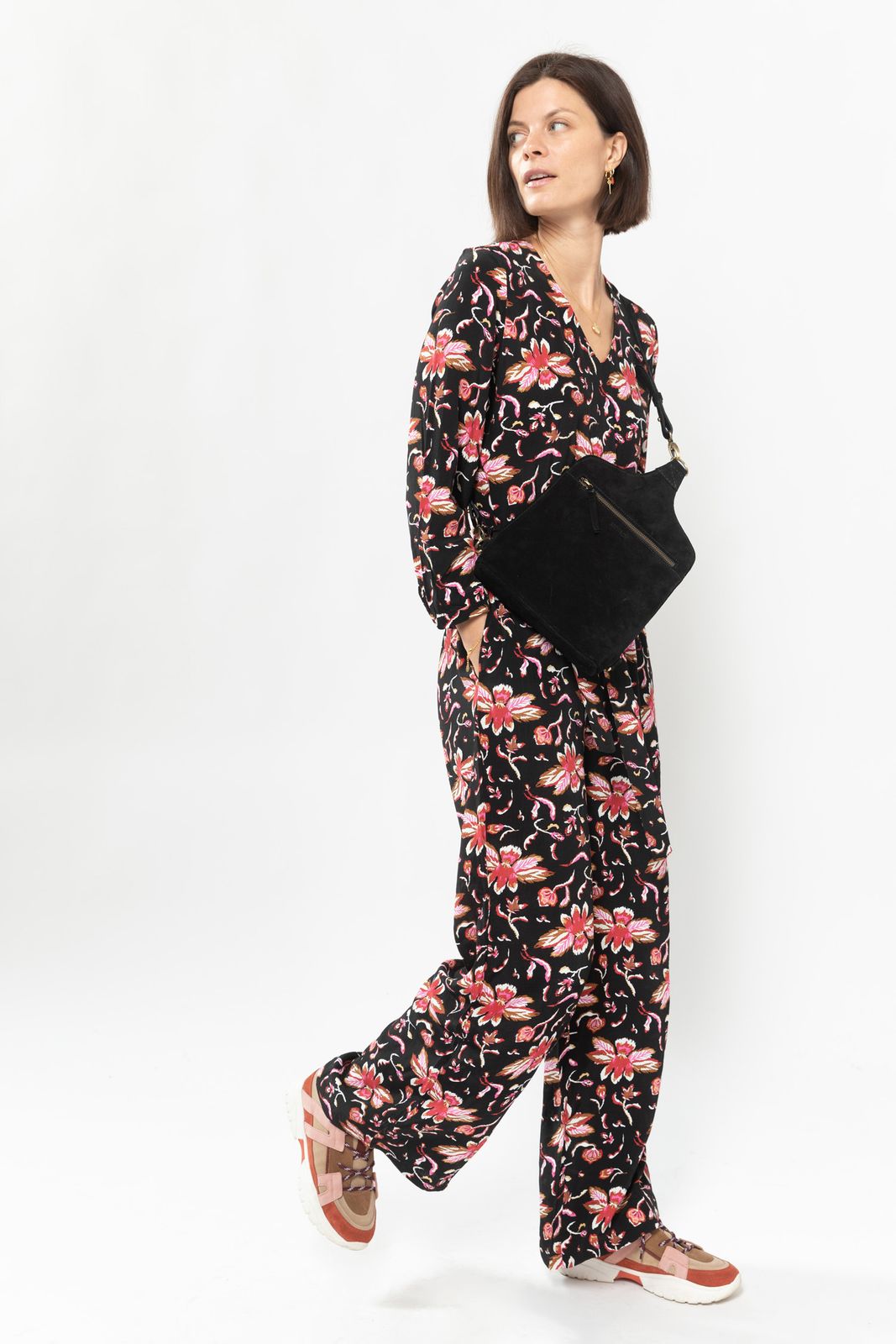 fonds Makkelijk te gebeuren Il Zwart jumpsuit met bloemenprint - Dames | Sissy-Boy