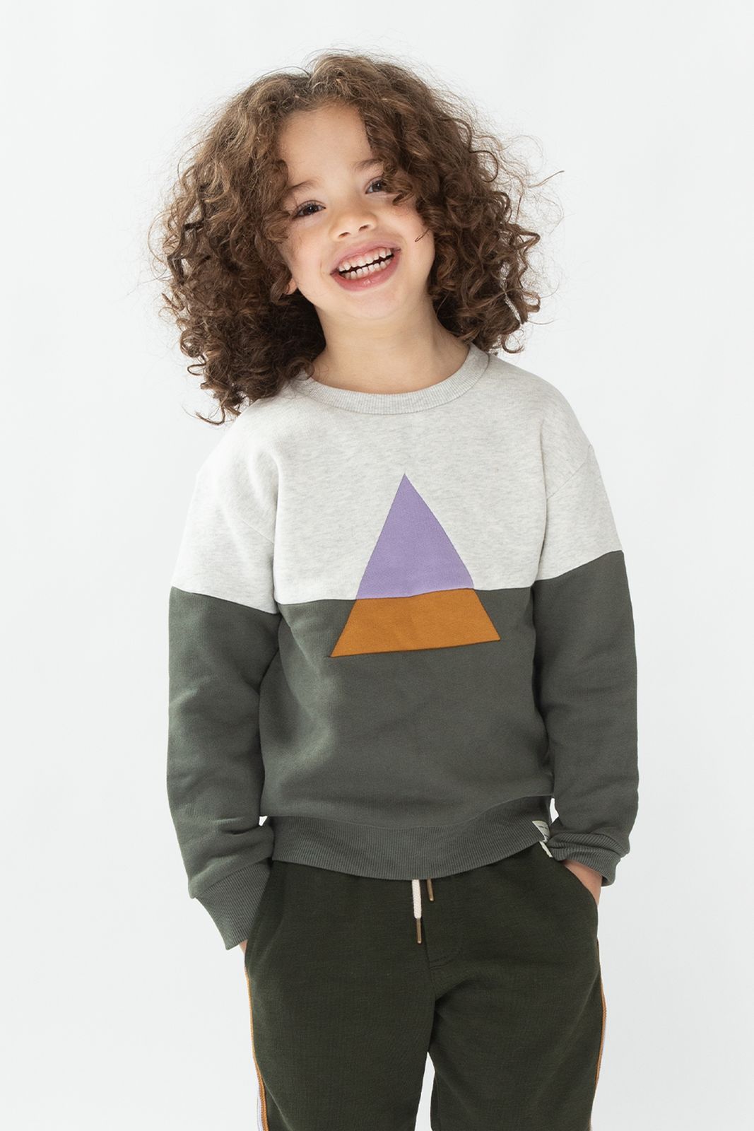 Eigenlijk wortel Lima Groene colorblock sweater met driehoek - Kids | Sissy-Boy