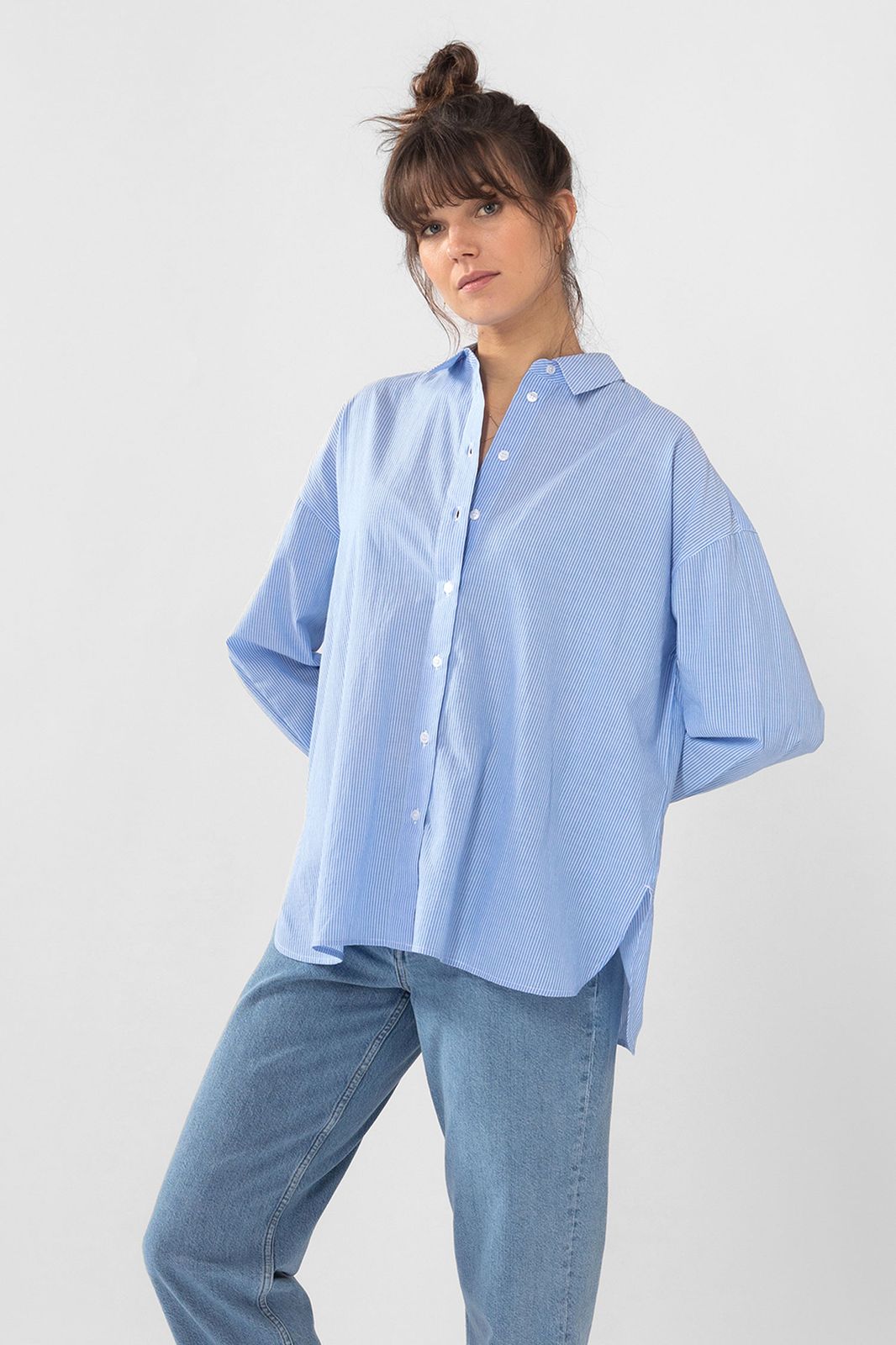 niet verwant nevel Dwingend Lichtblauwe gestreepte oversized blouse - Dames | Sissy-Boy