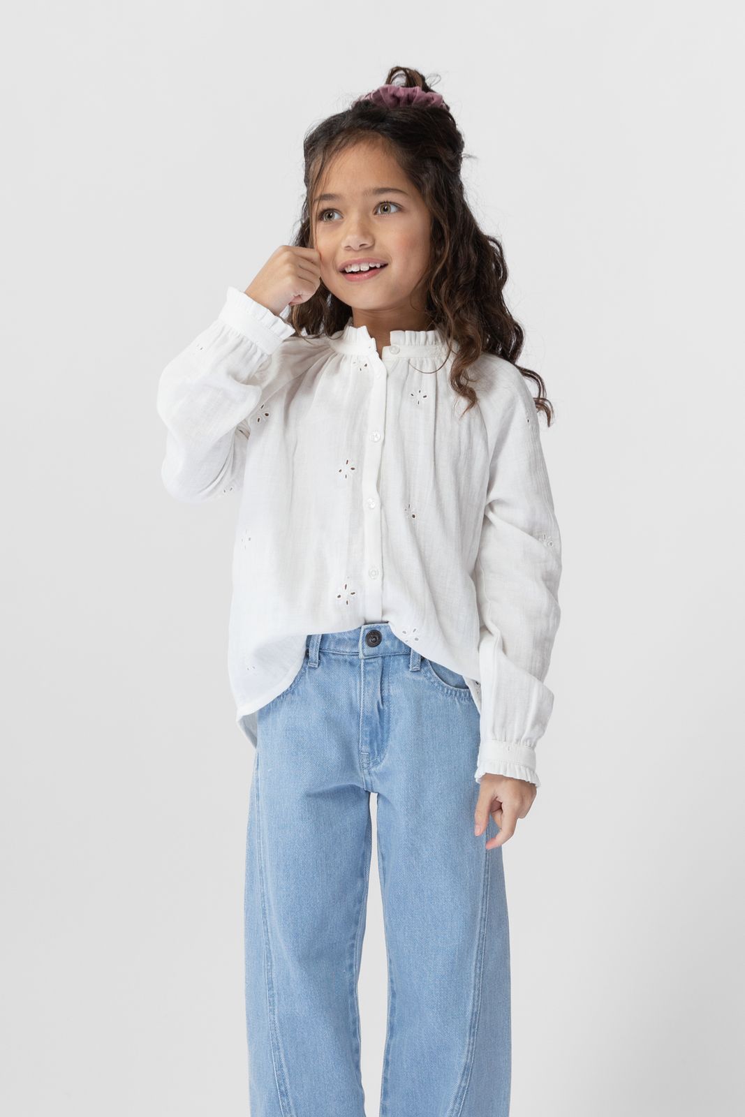 Instituut Competitief Binnenwaarts Witte blouse met ajour borduursel - Kids | Sissy-Boy