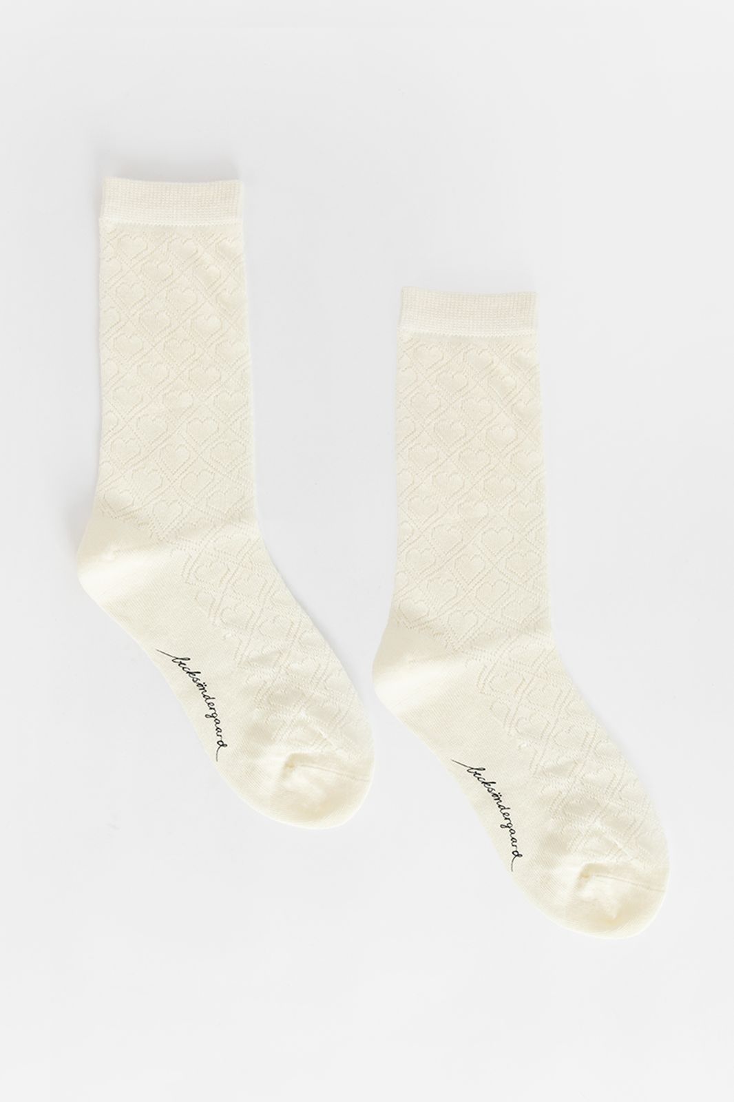 Becksöndergaard Socken mit Herz-Ajourmuster - weiß