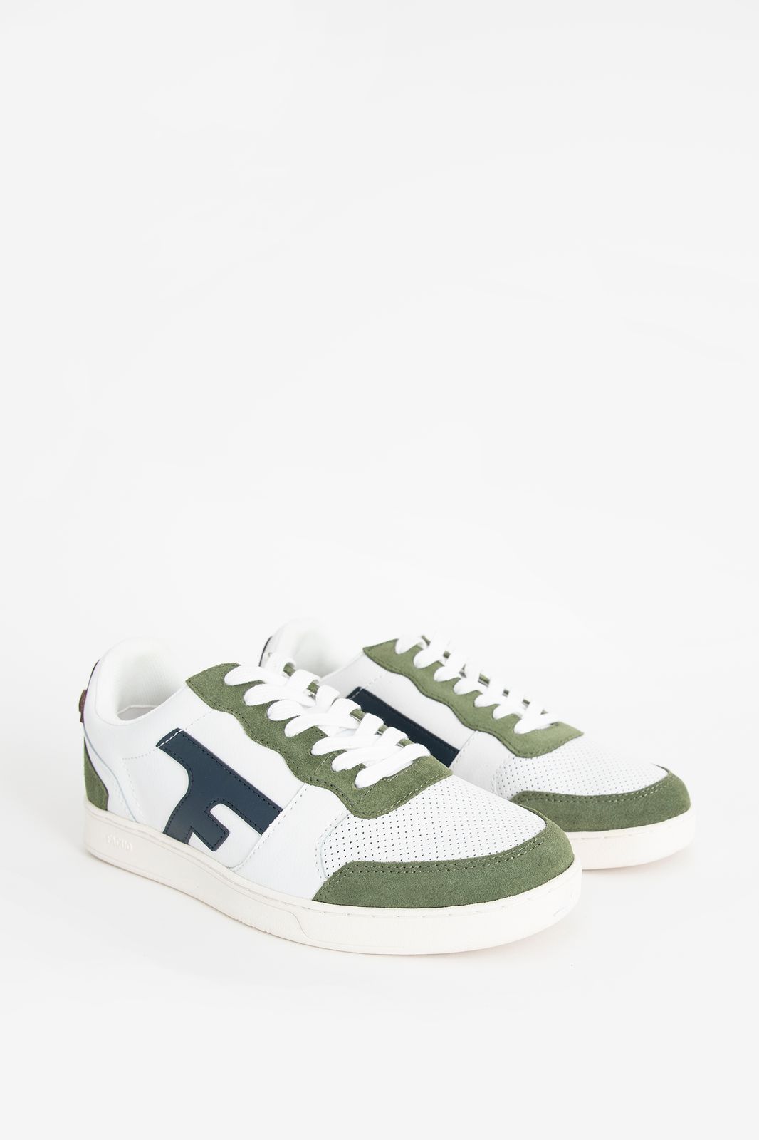 Faguo witte sneakers met groen detail