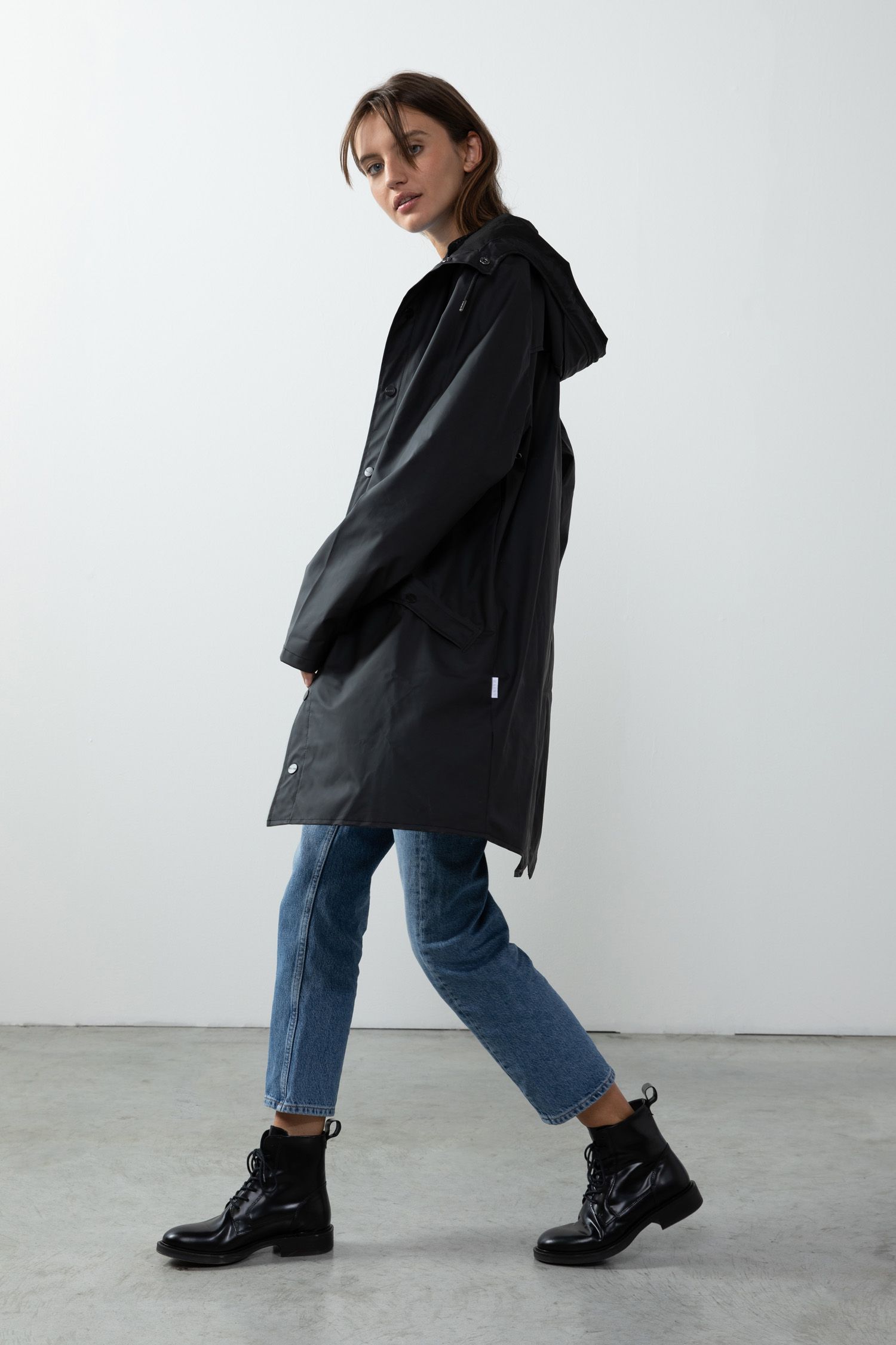 Rains 1202 Long Jacket Black