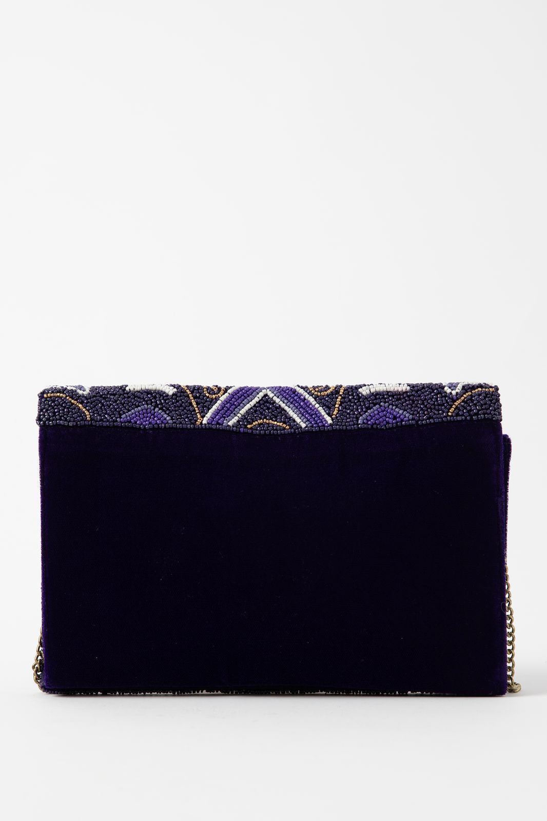 Envelop-Tasche mit Perlenstickerei - lila