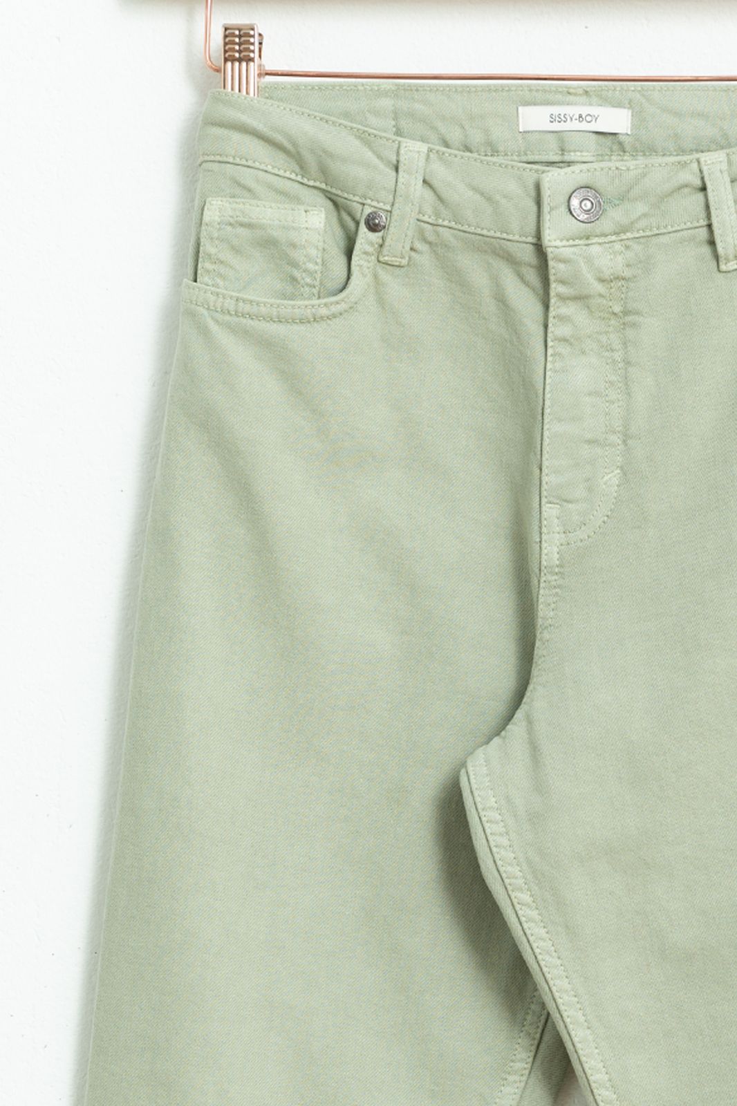 Hellgrüne Cropped Jeans High Waist