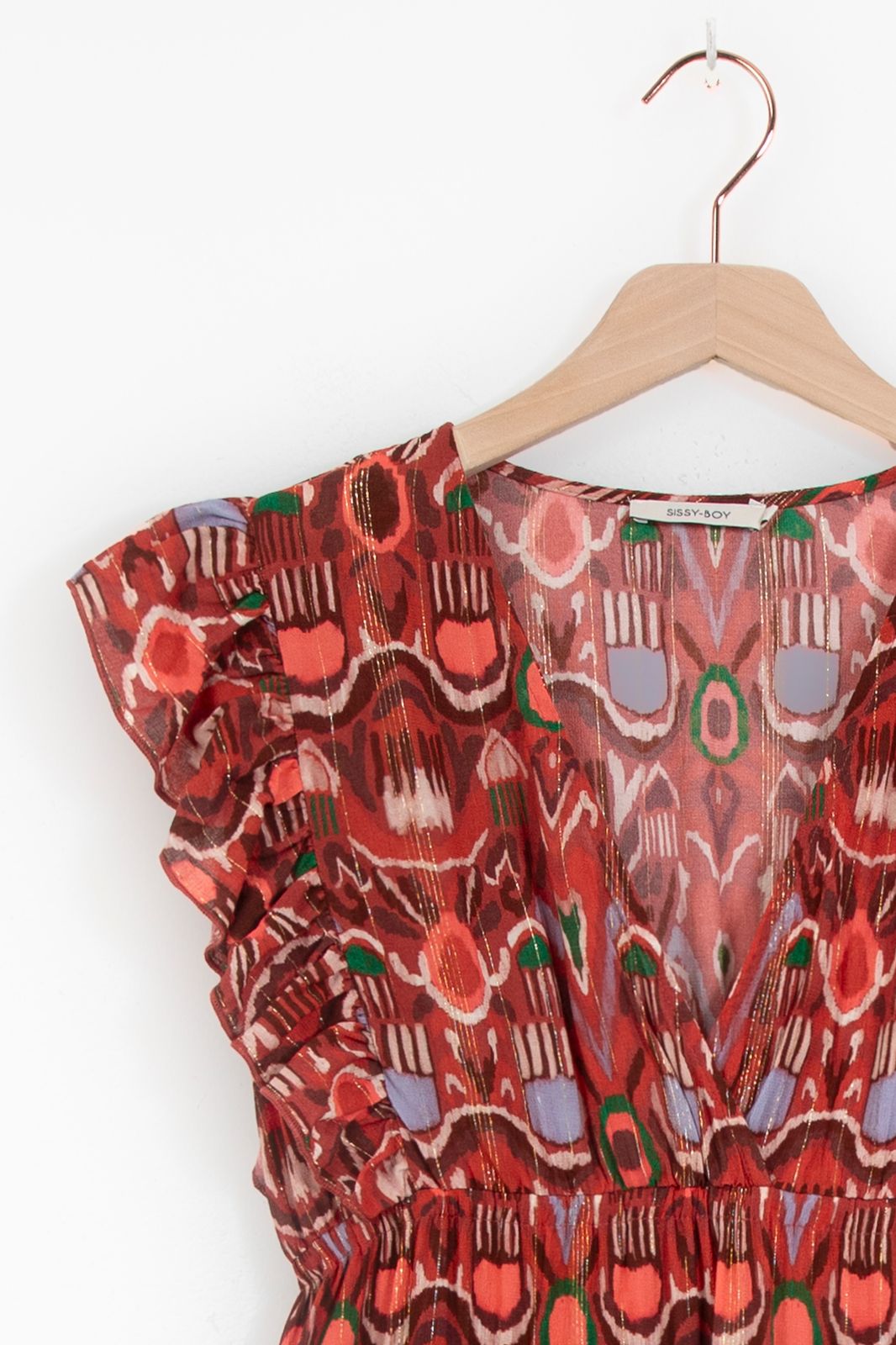 Maxi-Kleid mit Ikatmuster - dunkelrot 