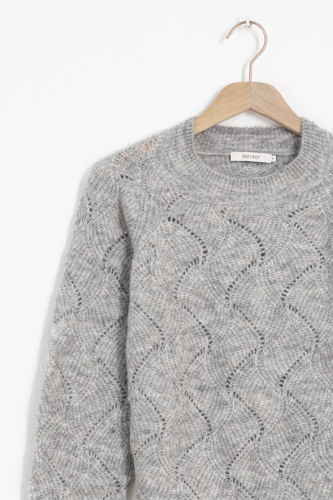 Pullover mit Ajourmuster grau