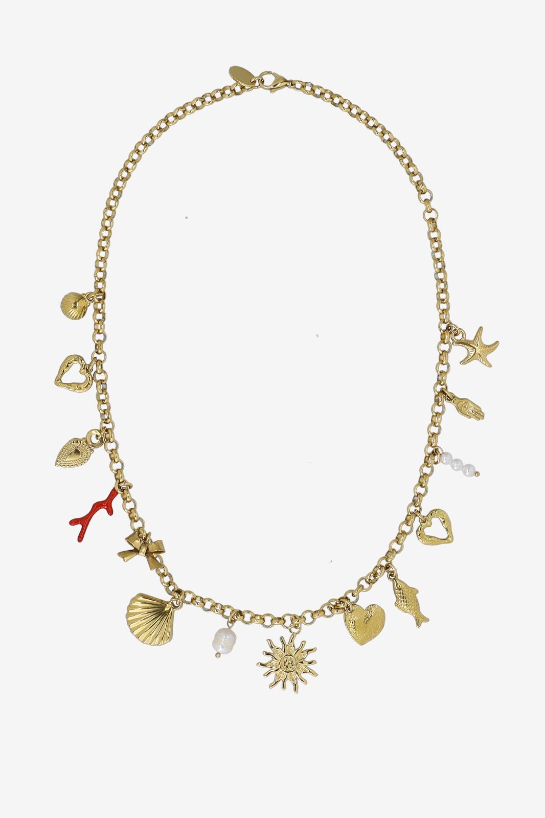 Collier à maillons plaqué or avec breloques
