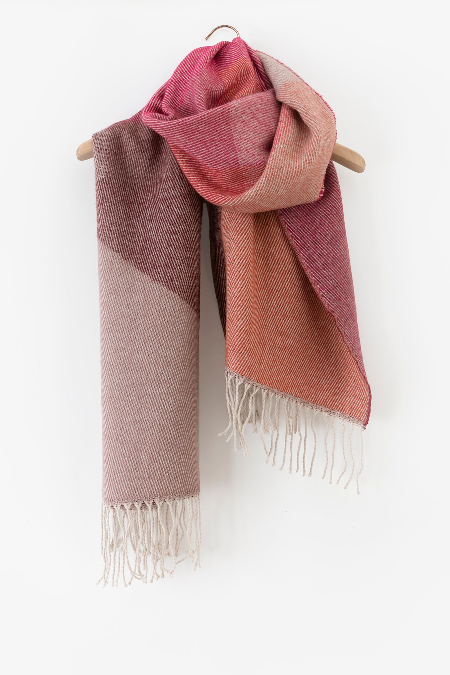 StyleBREAKER Damen Schal Im Ombre Farbverlauf – Weich, Mit Fransen, 72x185 Cm