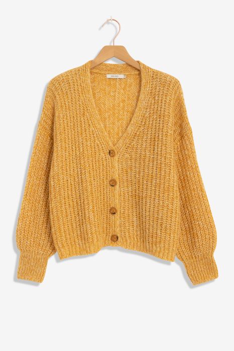 Geel oversized gebreid vest Dames Sissy-Boy