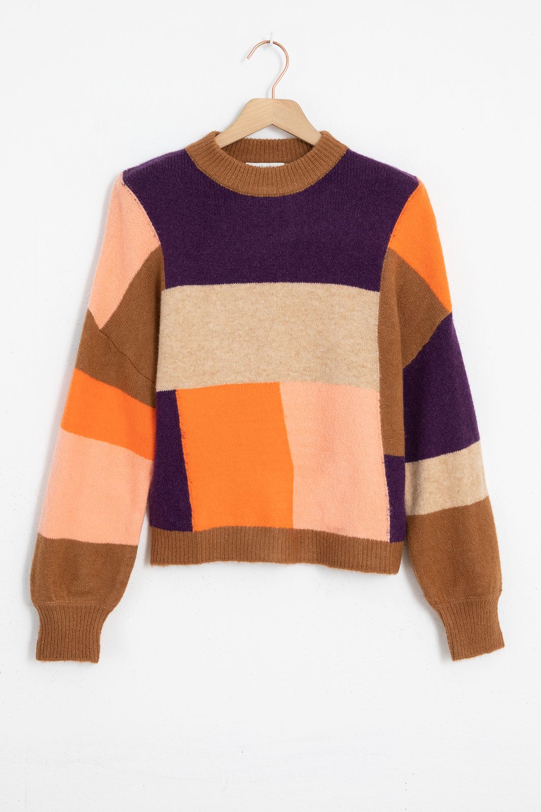 Pullover in Colorblocking-Optik - orange