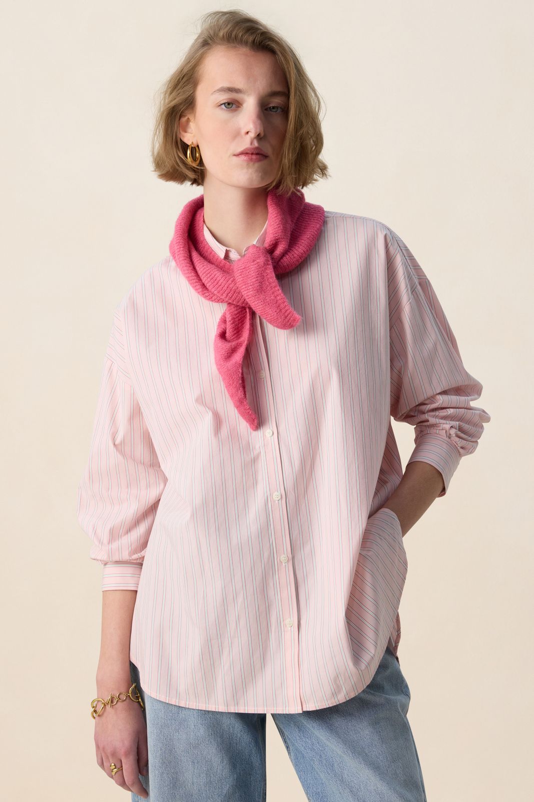 Gestricktes Bandana-Tuch - rosa