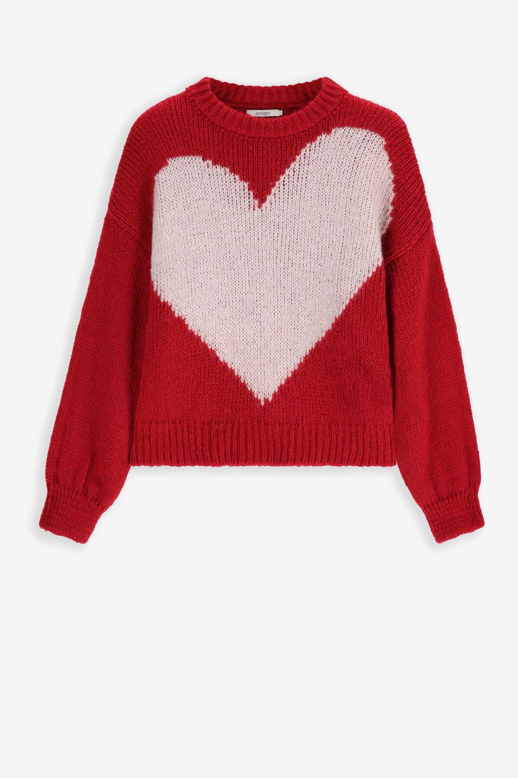 Strickpullover mit Herz - rot
