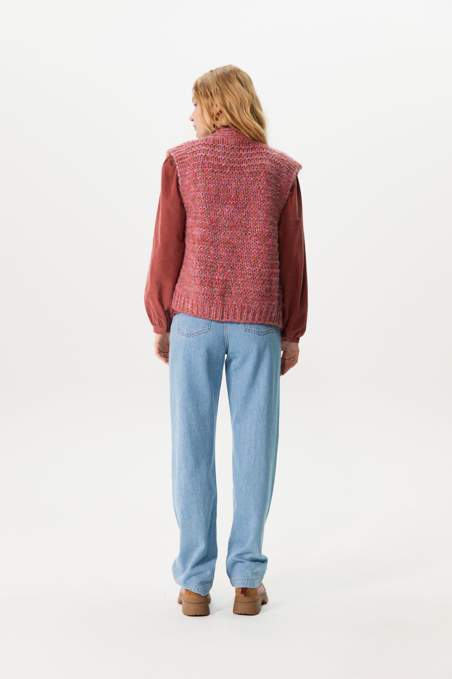 Roze SECOND FEMALE Vest ANDREA KNIT RIB LS CARDIGAN
