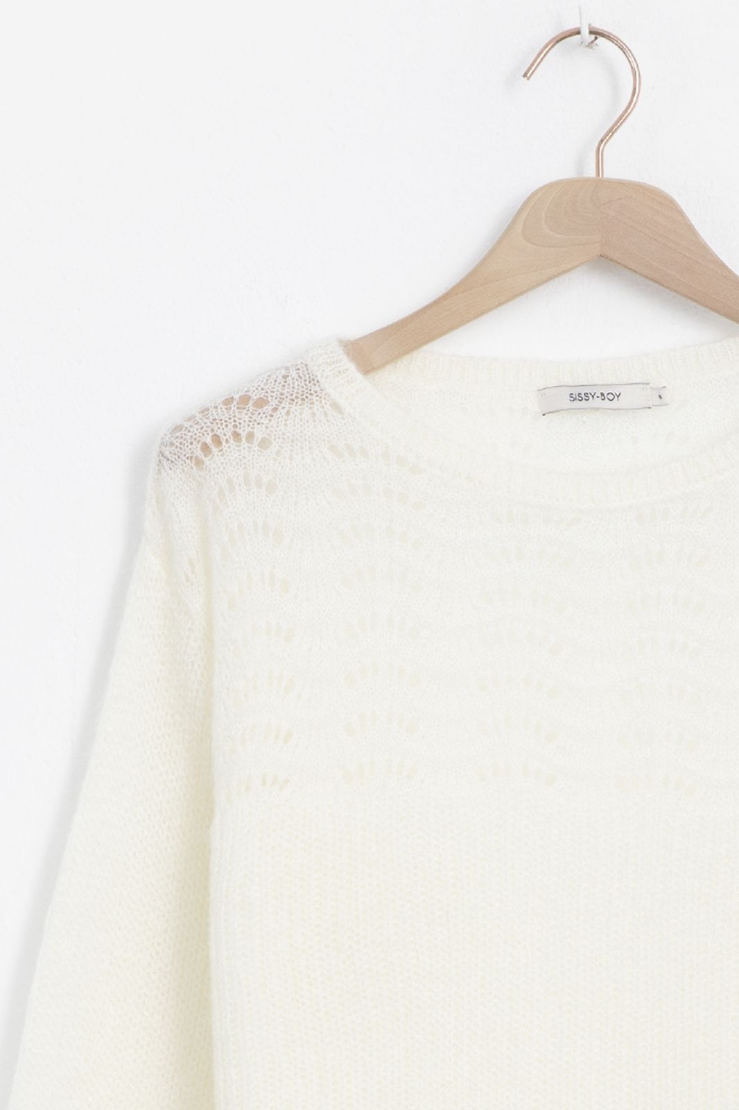Pullover mit Ajourmuster - weiß