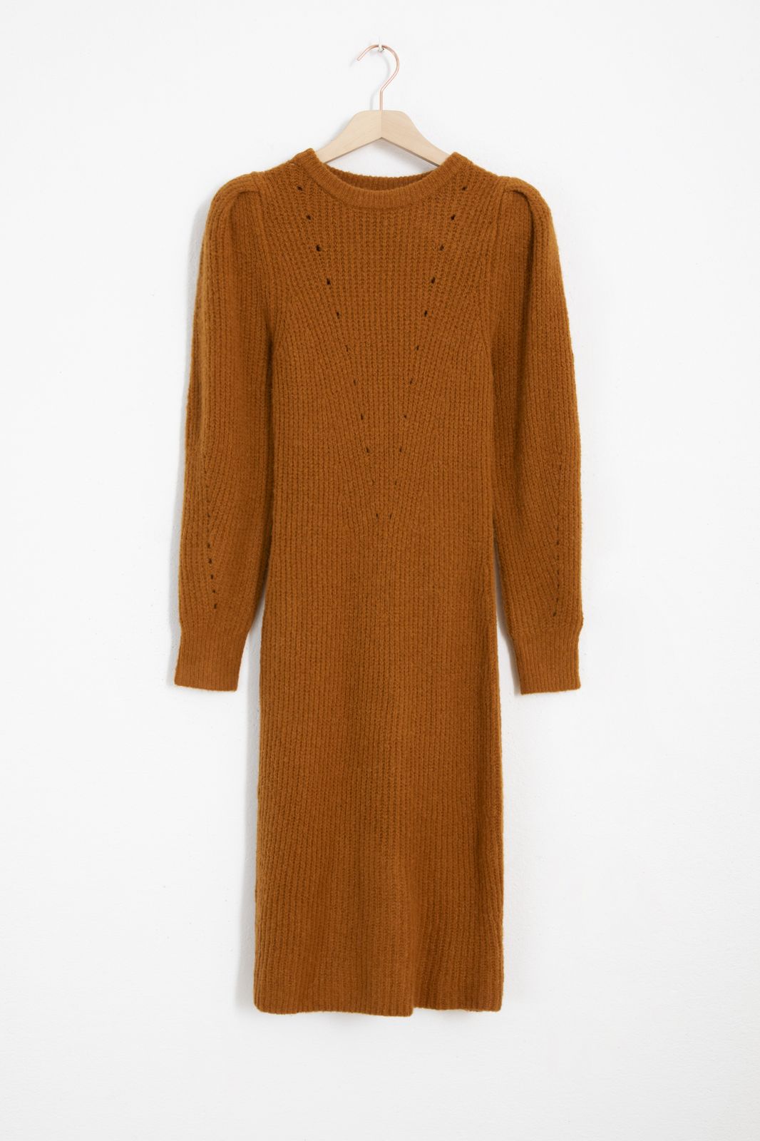 Robe longue tricotée - marron