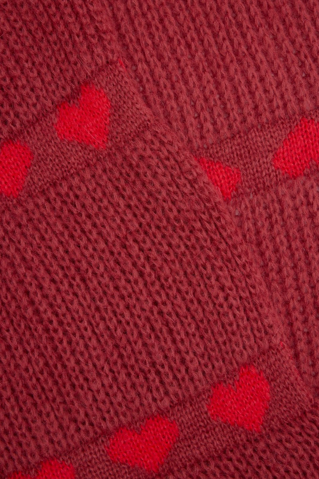 Écharpe avec cœurs - rouge foncé