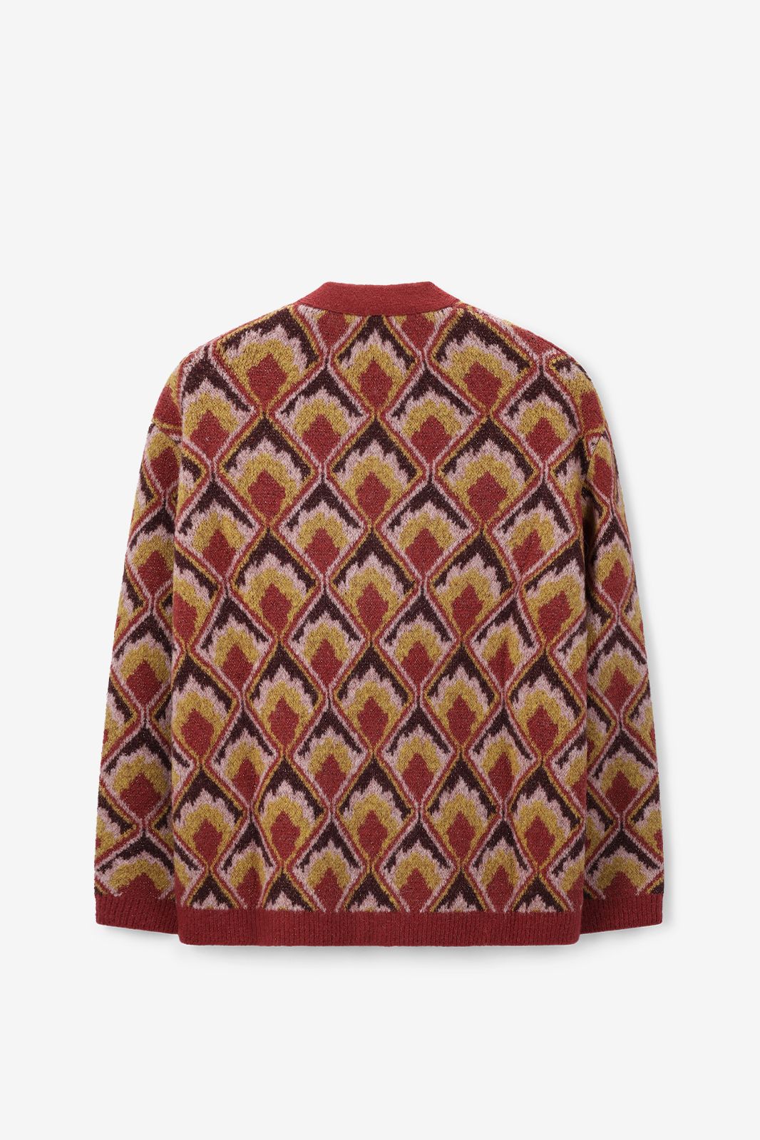 Gilet jacquard avec imprimé - rouge foncé