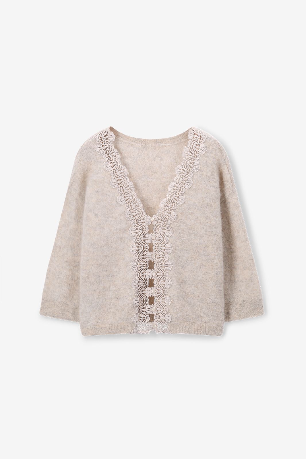 Pull réversible avec dentelle - beige