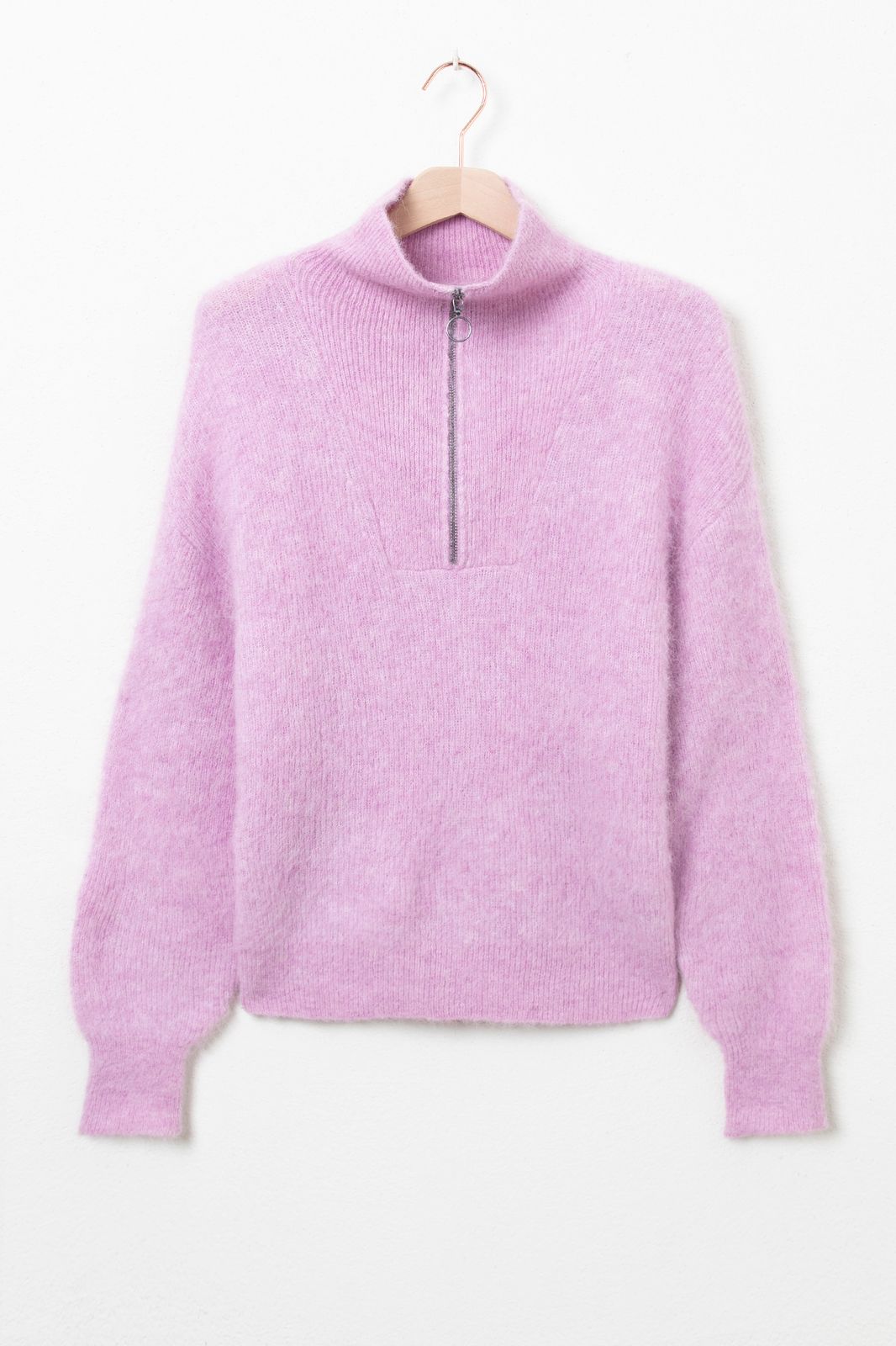 Pullover mit Reißverschluss - rosa