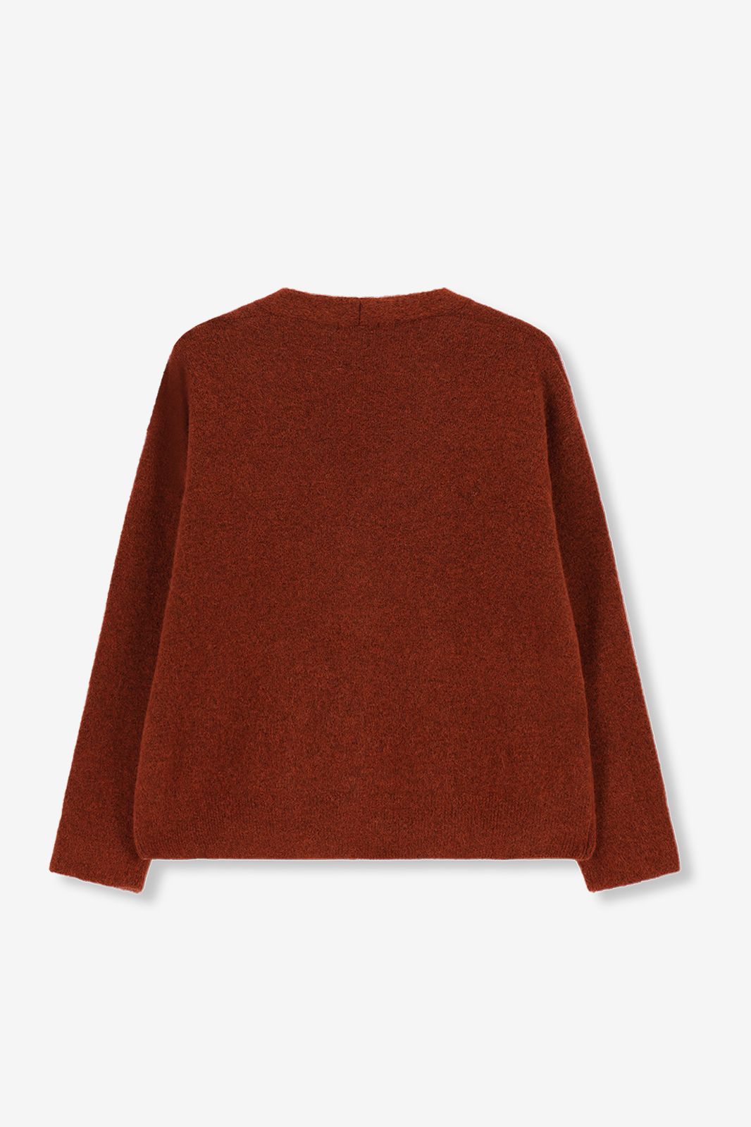 Gilet tricoté avec col V - marron-rouge