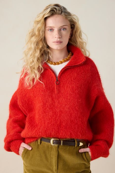 Rode trui met rits Dames Sissy-Boy
