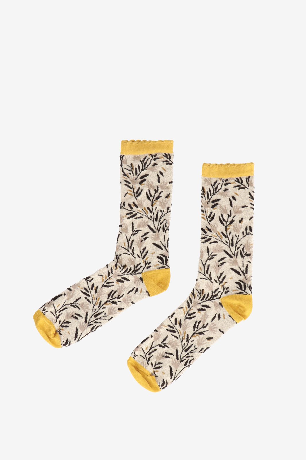 Bamboe sokken met print geel/beige