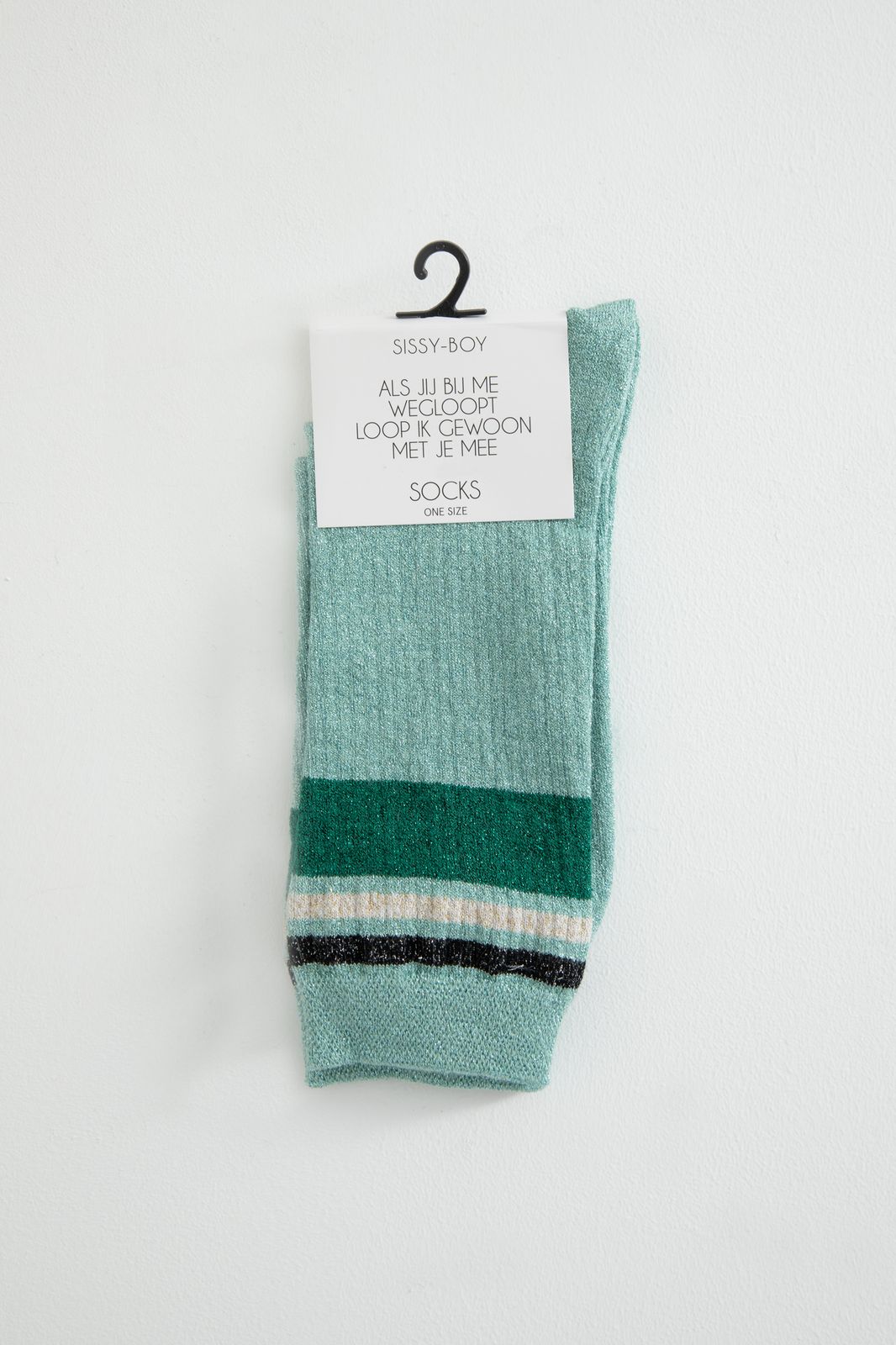 Groene lurex sokken met strepen