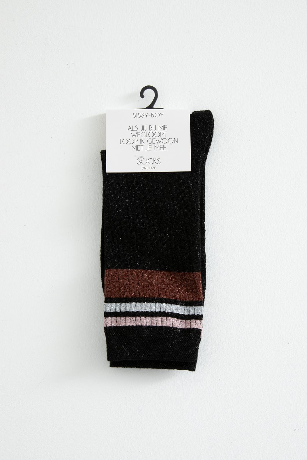 Zwarte lurex sokken met strepen - Dames | Sissy-Boy