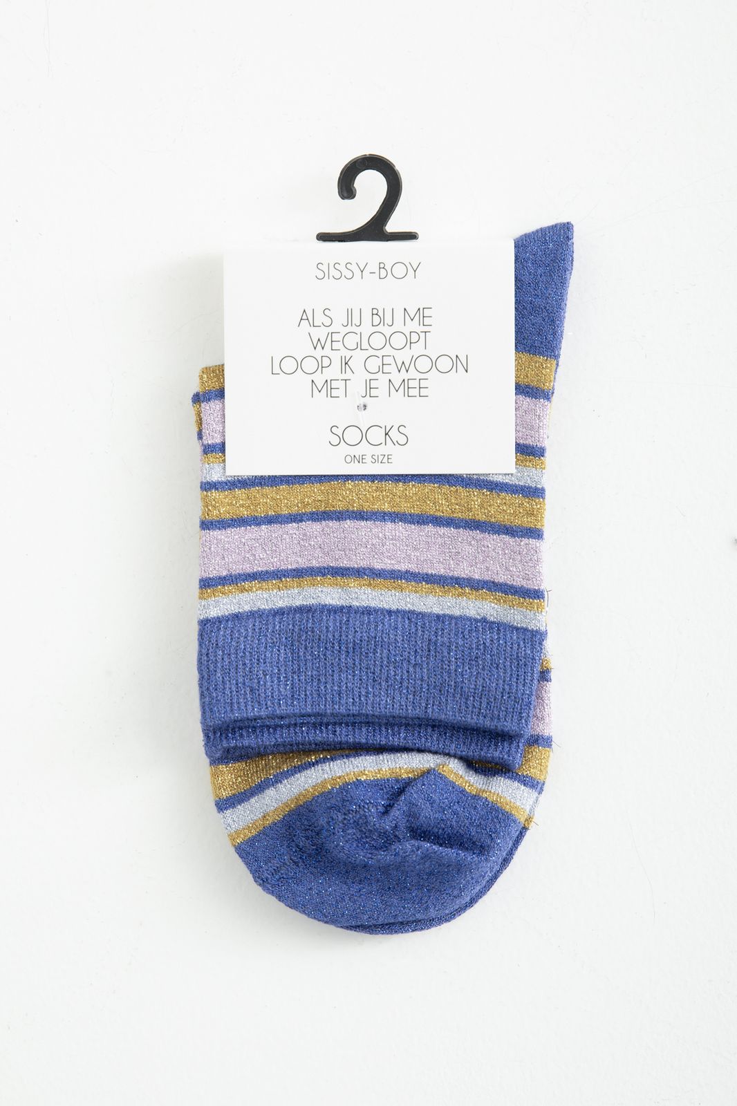Socken mit Lurex-Streifen - dunkelblau