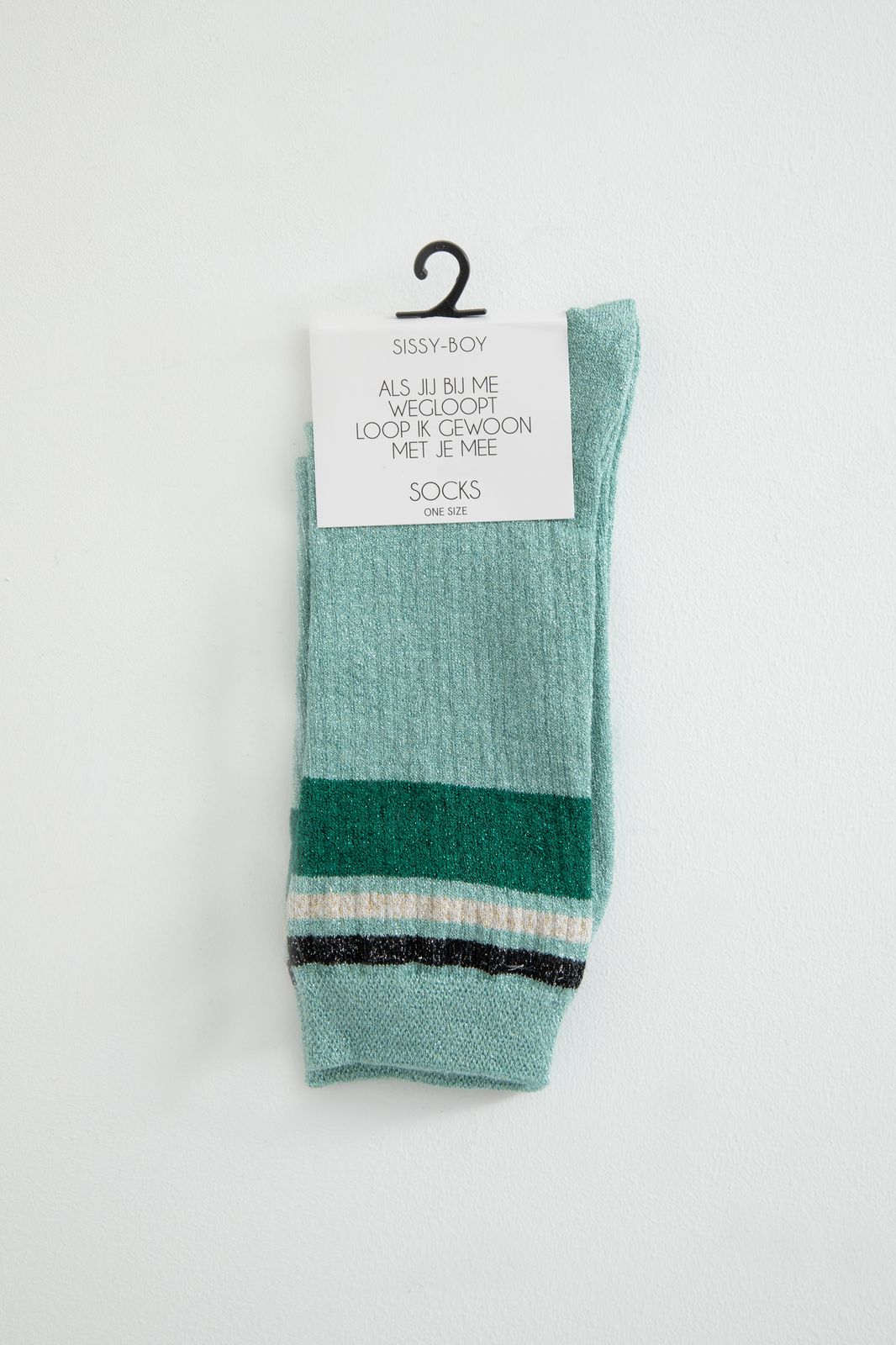 Lurex-Socken mit Streifen - grün