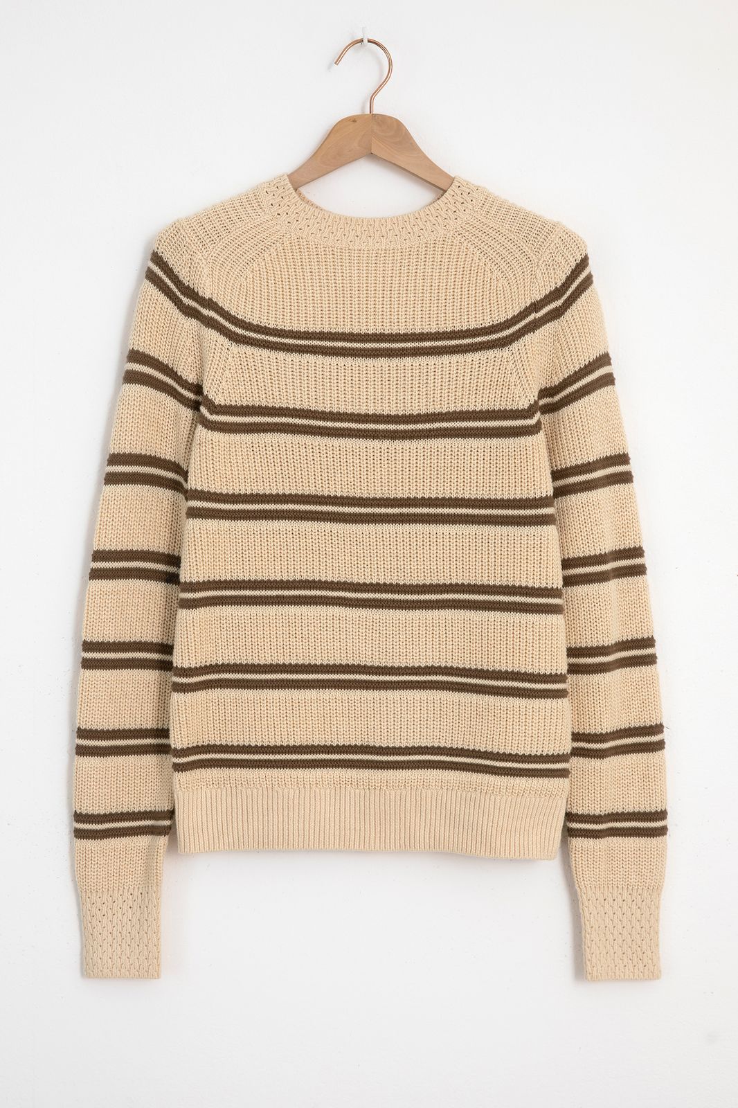Pullover mit braunen Streifen - beige