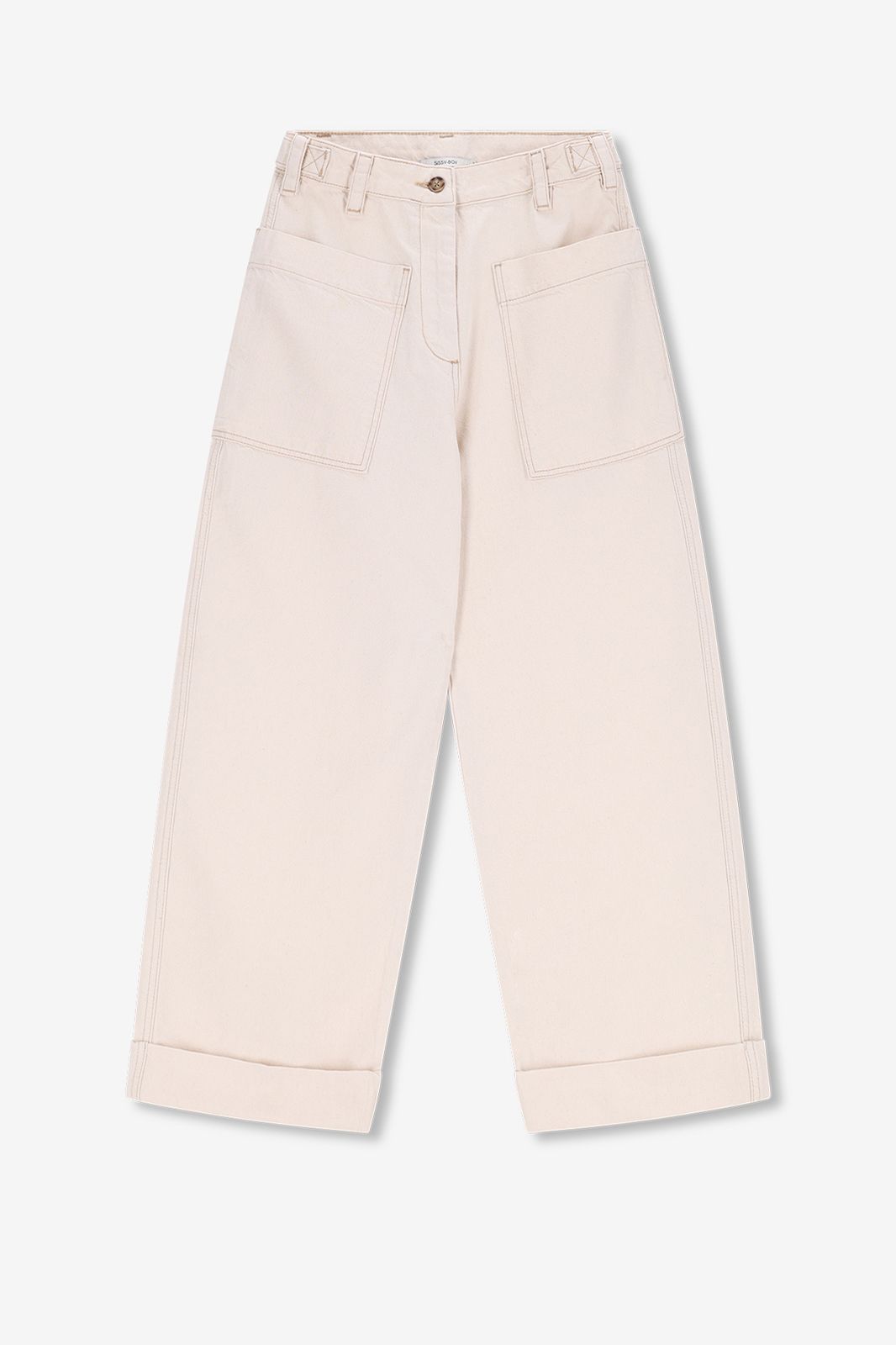 Mid Waist Workwear-Hose - beige