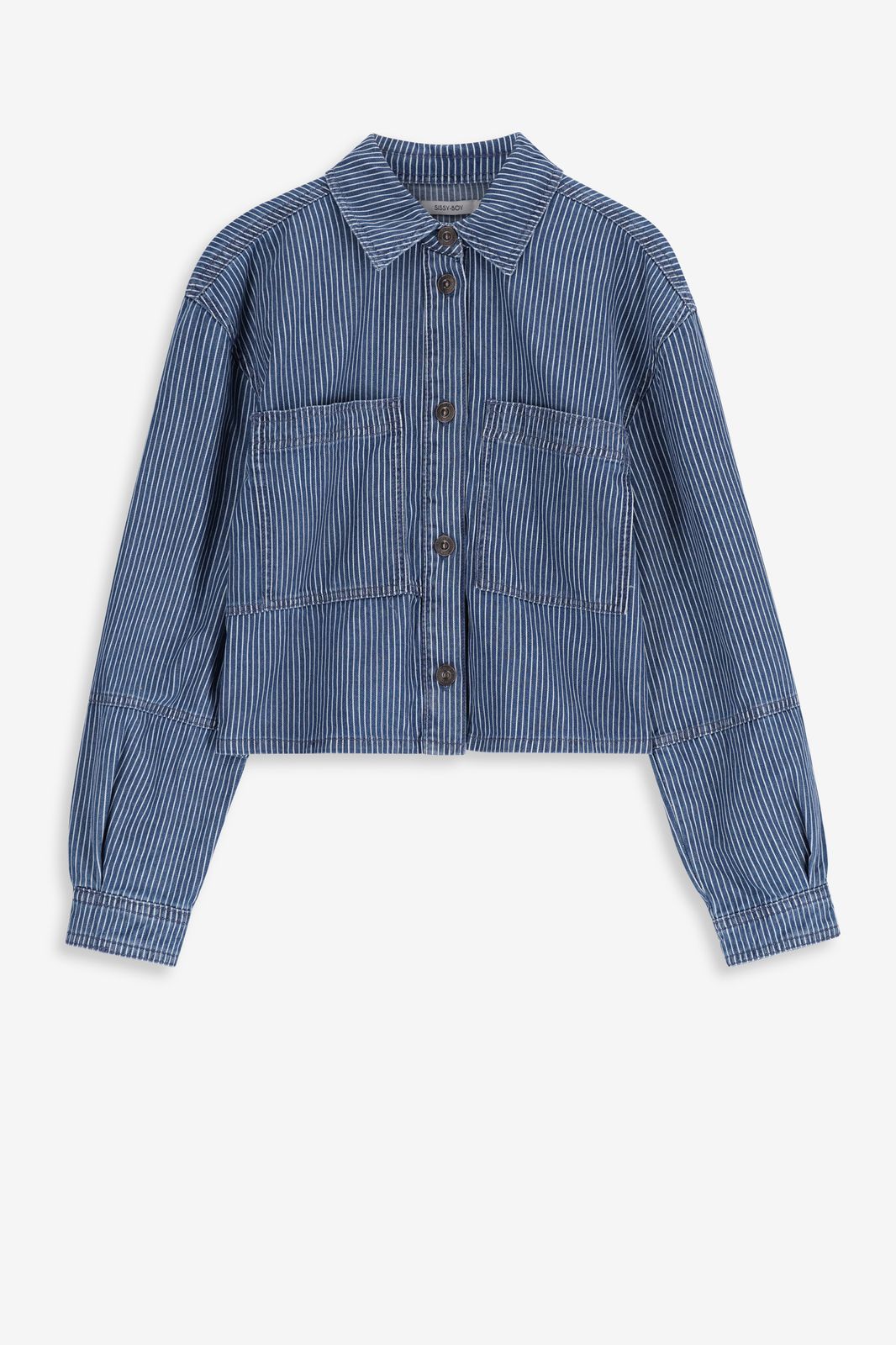 Gestreifte Jeansjacke in Cropped-Optik