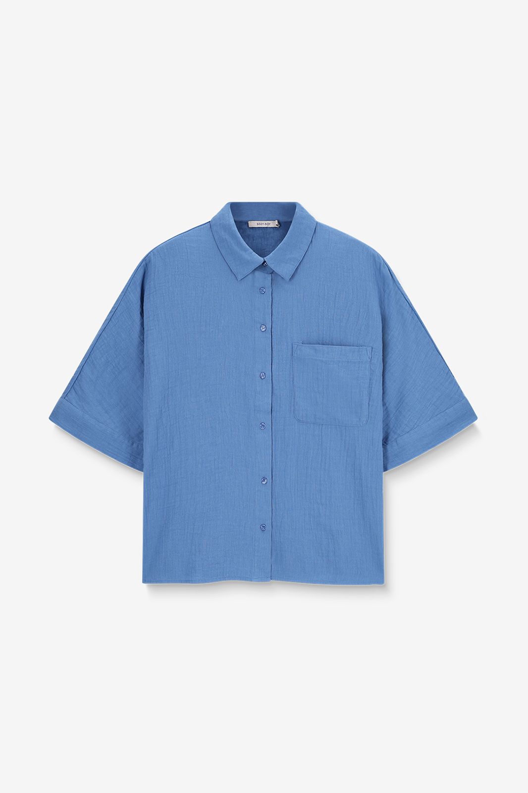 Bluse mit Brusttasche - blau