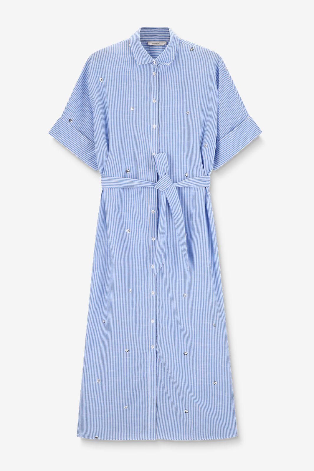 Gestreiftes Kleid mit Pailletten - blau