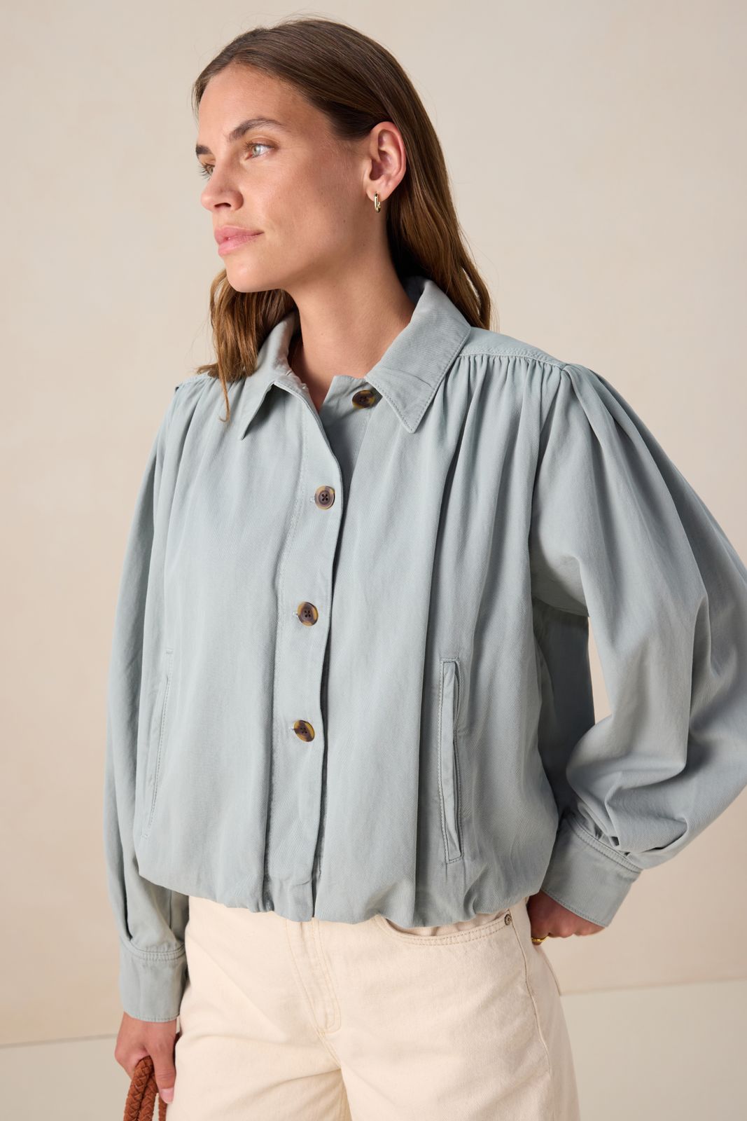 Jacke mit Ballonärmeln - blau