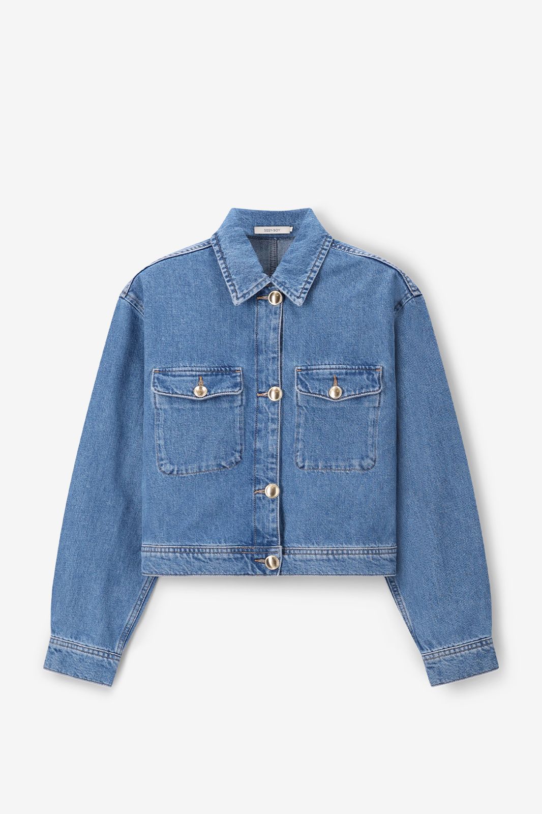 Jeansjacke mit goldfarbenen Knöpfen - blau