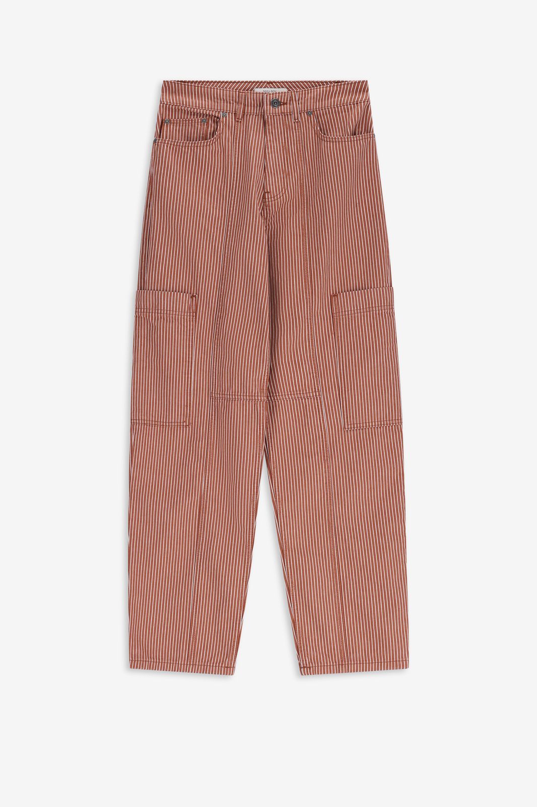Gestreifte Hose mit aufgenähten Taschen - braun