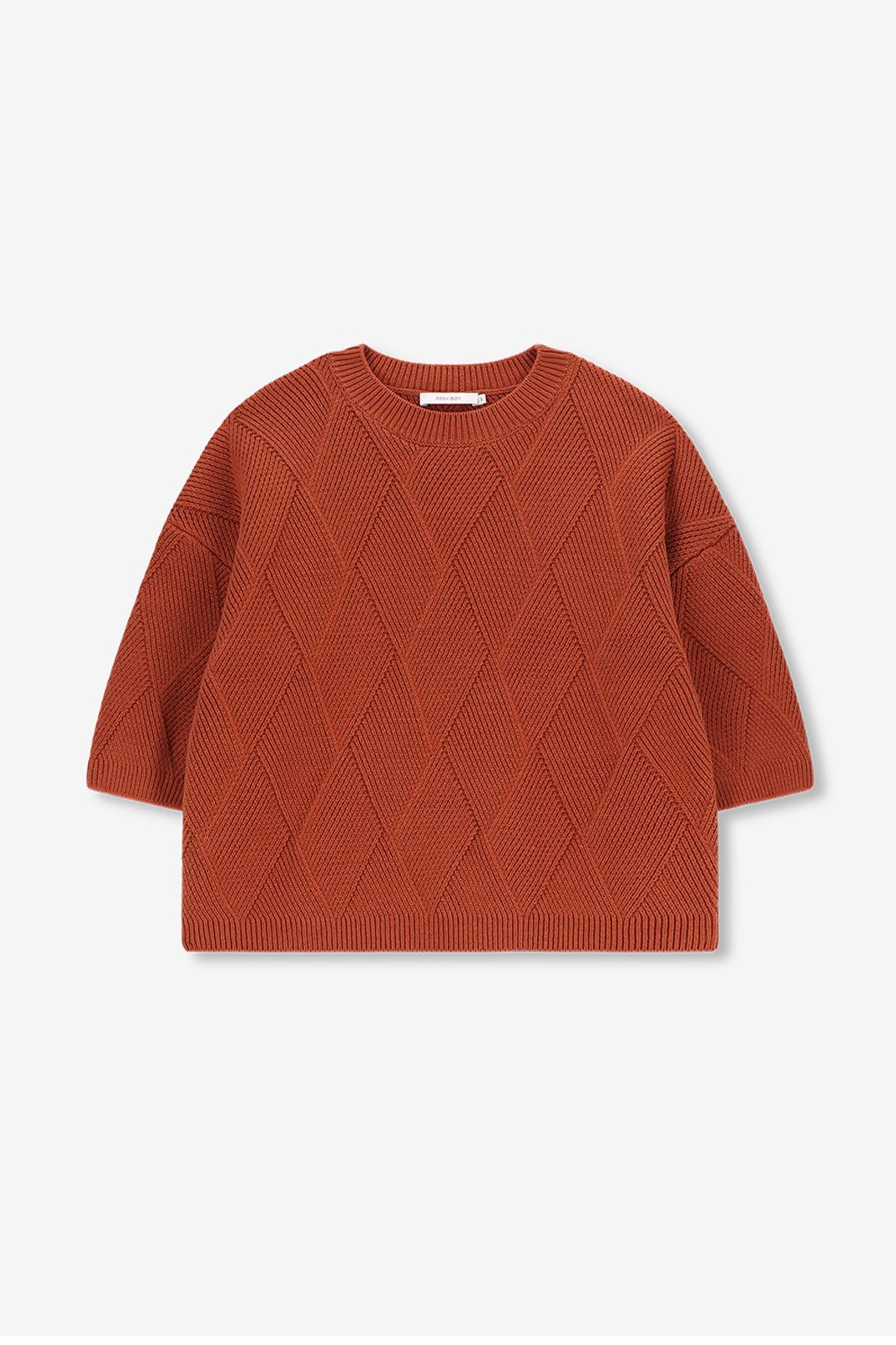 Strickpullover mit Rautenstruktur - rotbraun