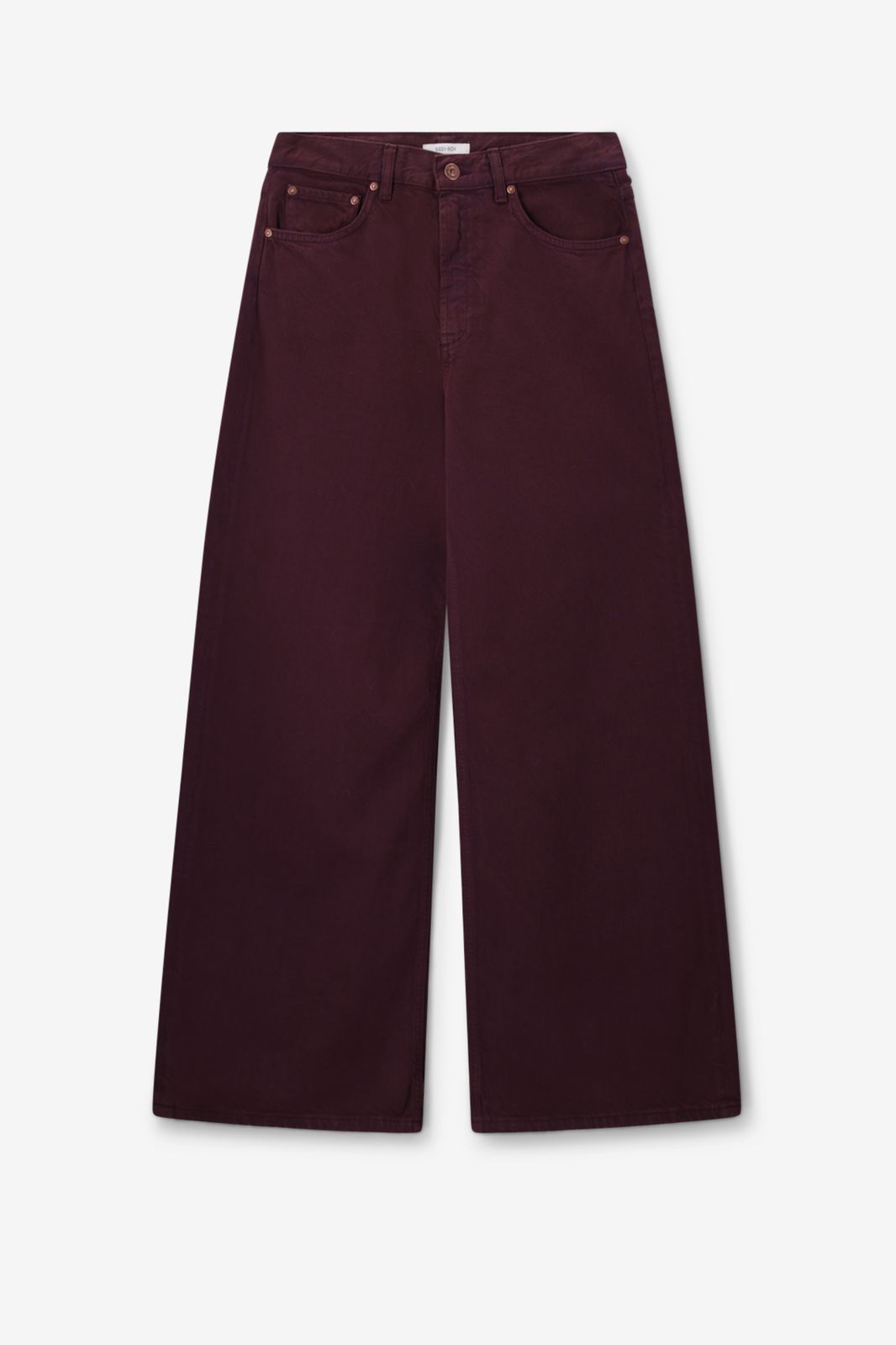 Weite High Waist-Hose - dunkelrot