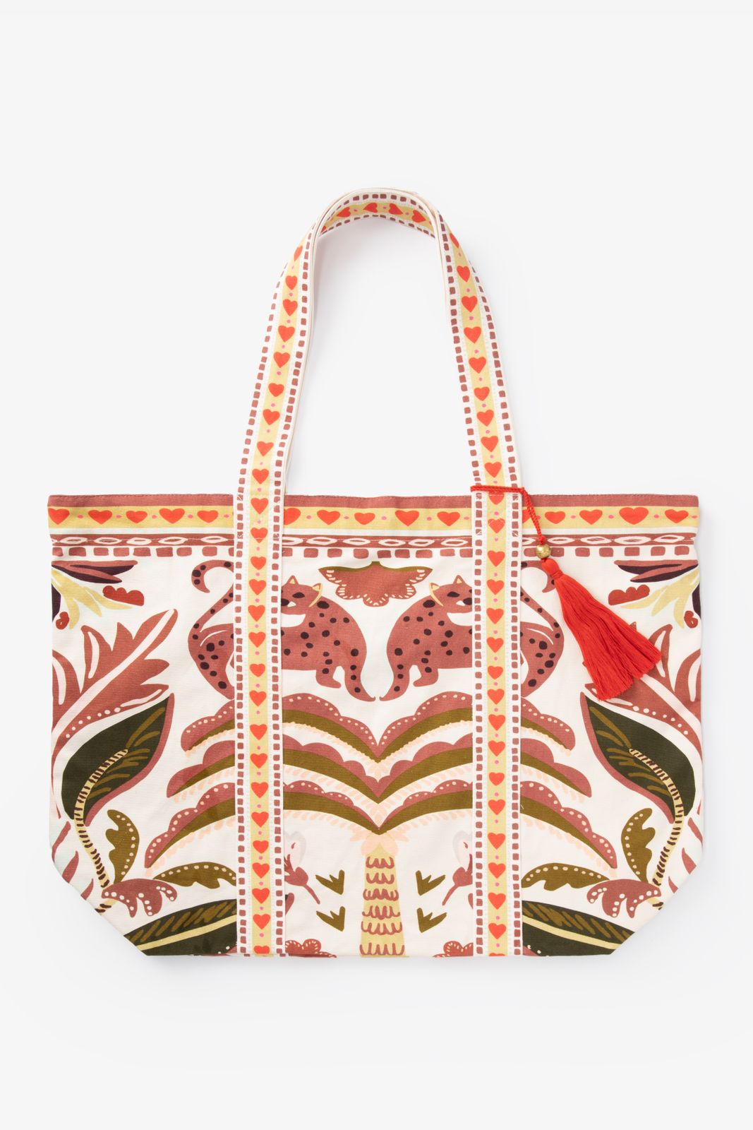 Shopper mit Print - dunkelrot