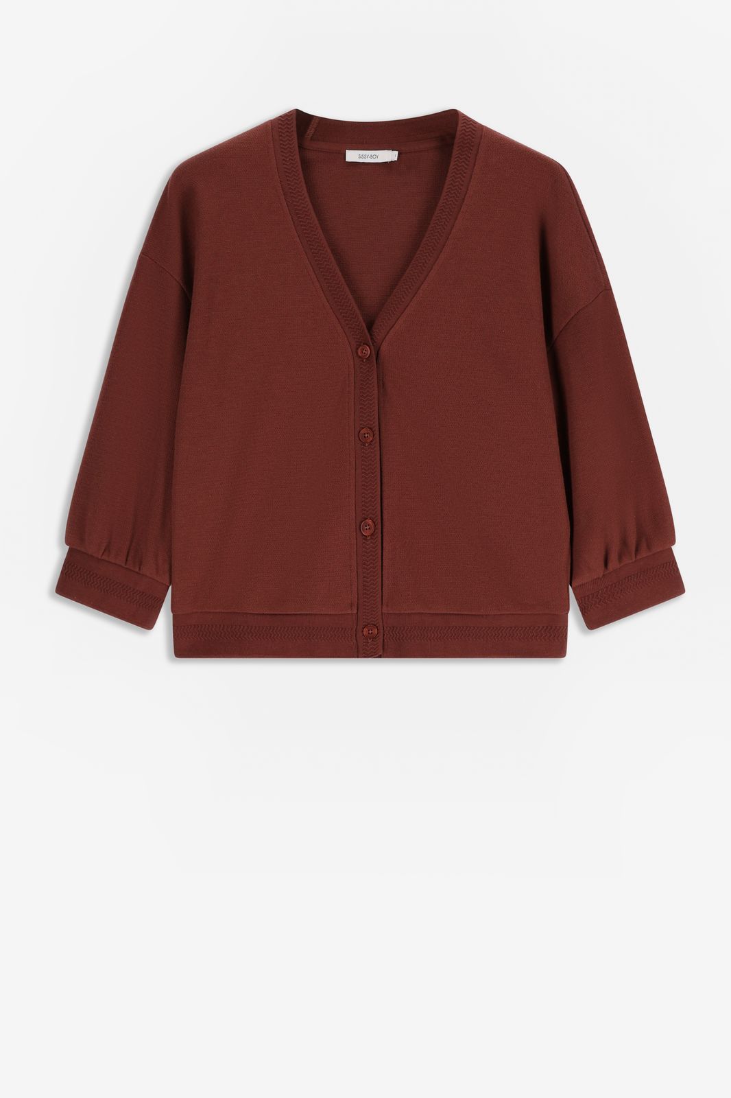 Jersey-Strickjacke mit Knöpfen - dunkelbraun