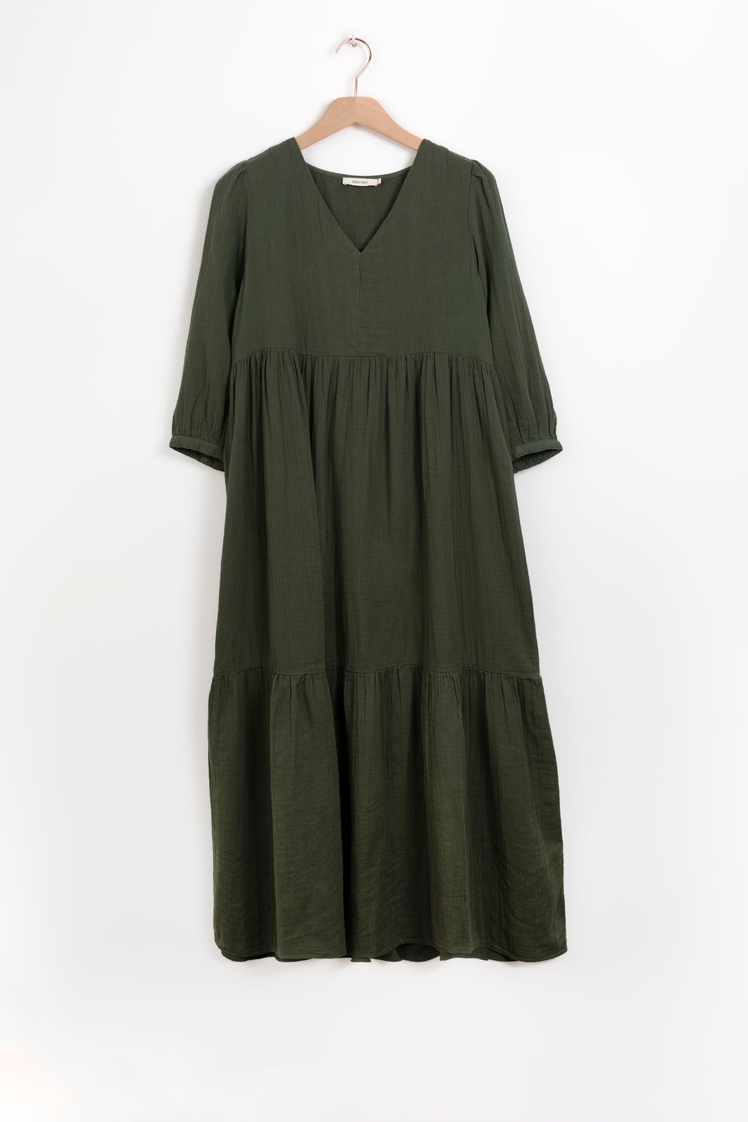 Maxi-Kleid mit V-Ausschnitt - dunkelgrün