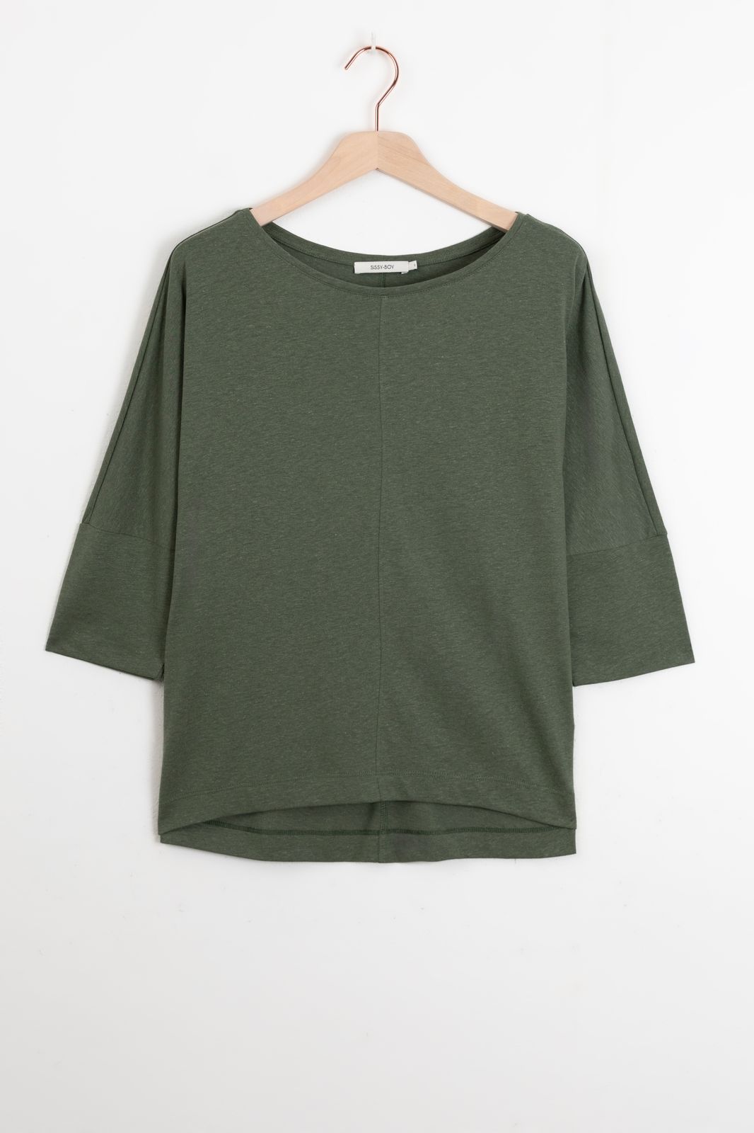 T-Shirt mit überschnittenen Schultern - dunkelgrün