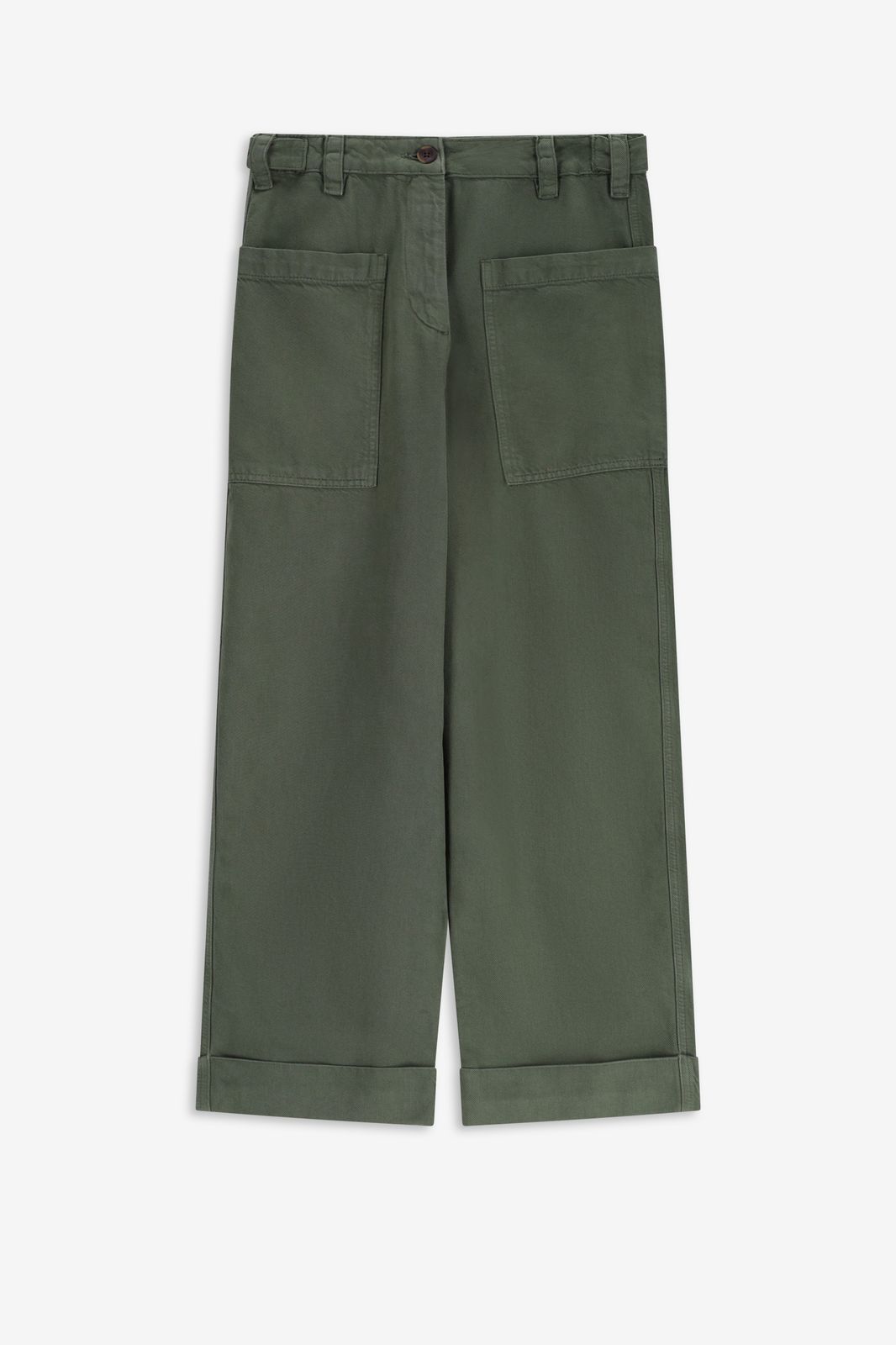 Hose mit aufgestickten Taschen - dunkelgrün